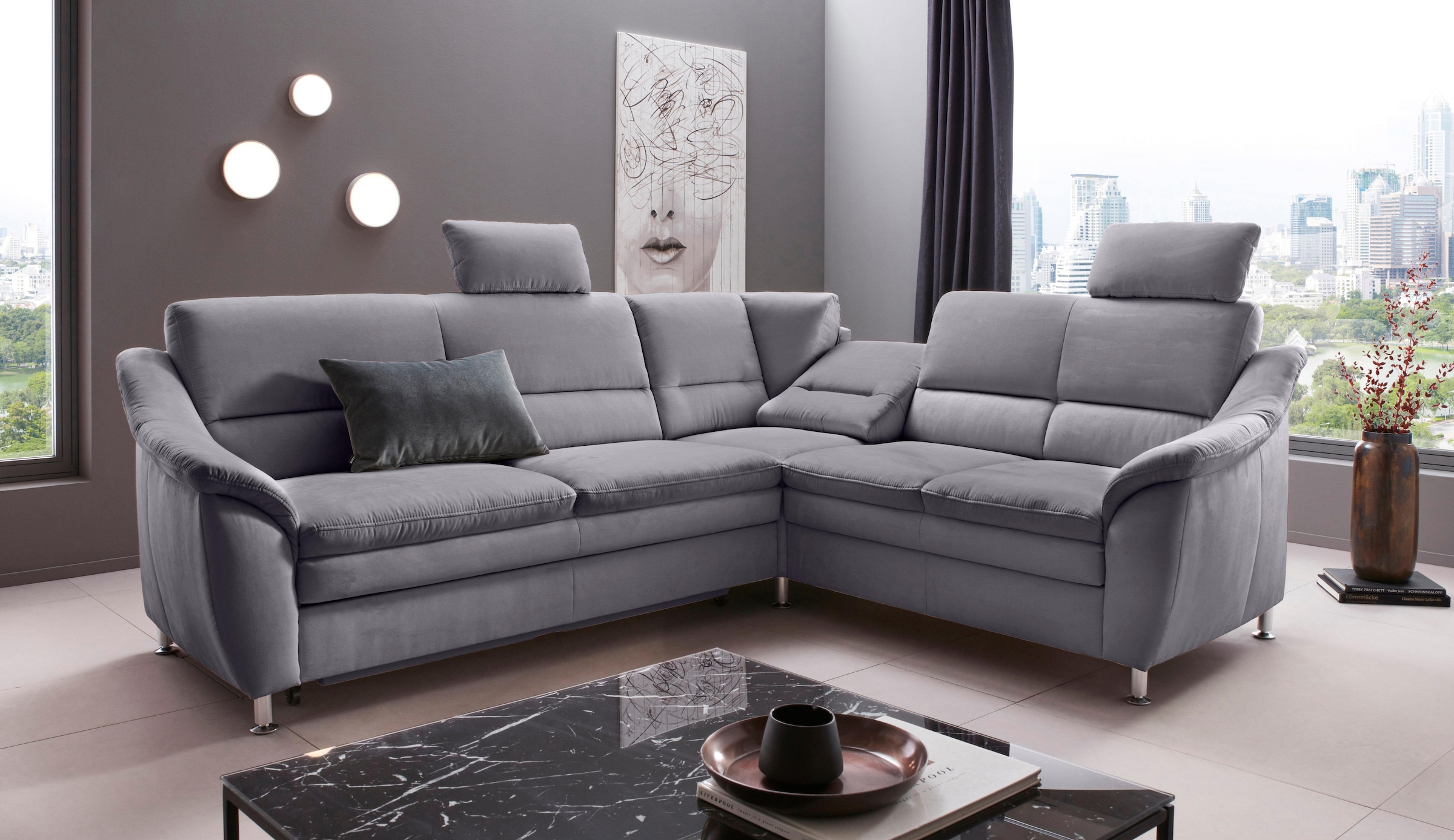 Places of Style Ecksofa »Cardoso L-Form«, Federkern, wahlweise mit Bett, Sc günstig online kaufen