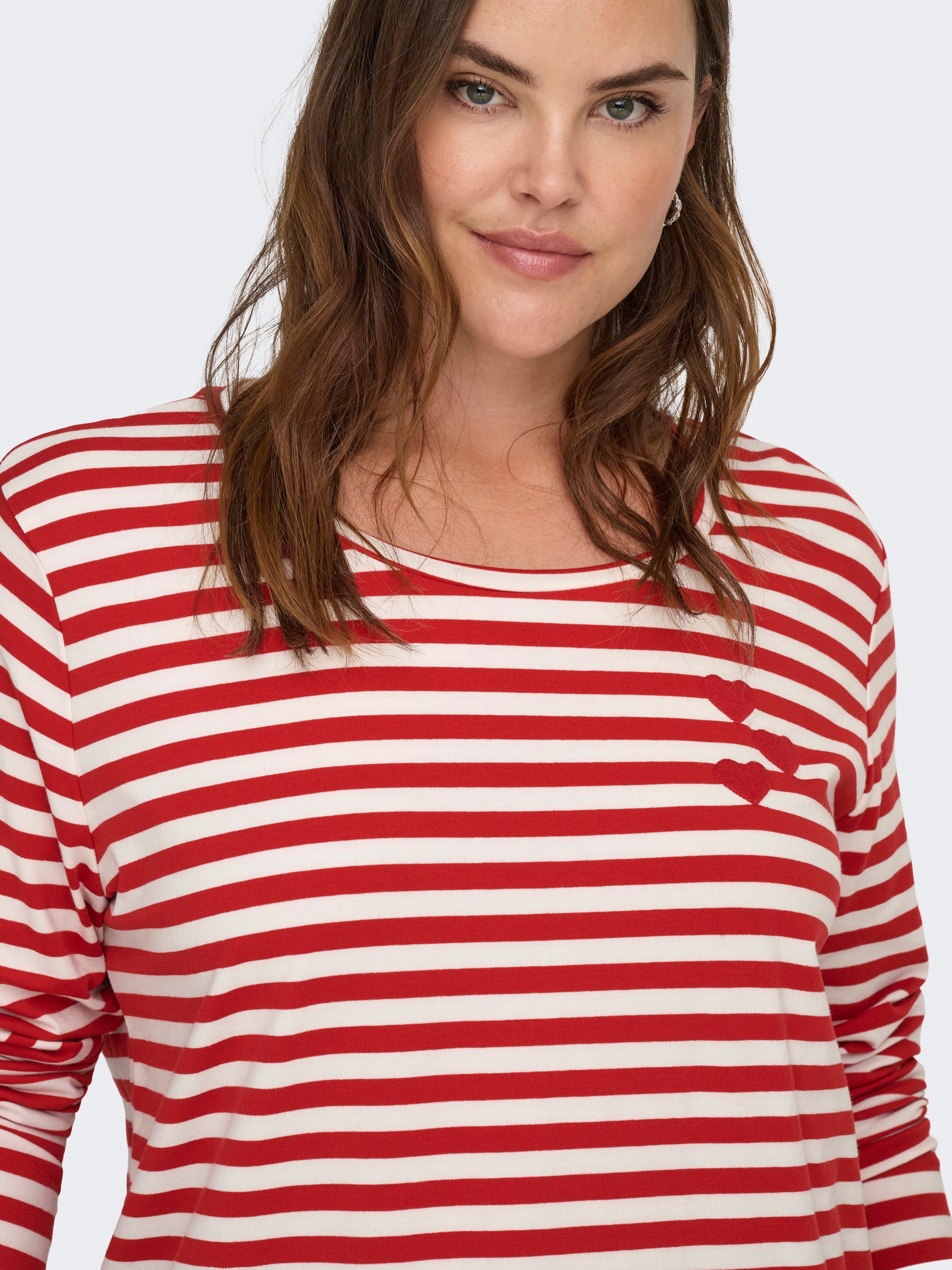 ONLY CARMAKOMA Langarmshirt »CARBODIL L/S O-NECK BLOUSE JRS« Materialmix, slim fit