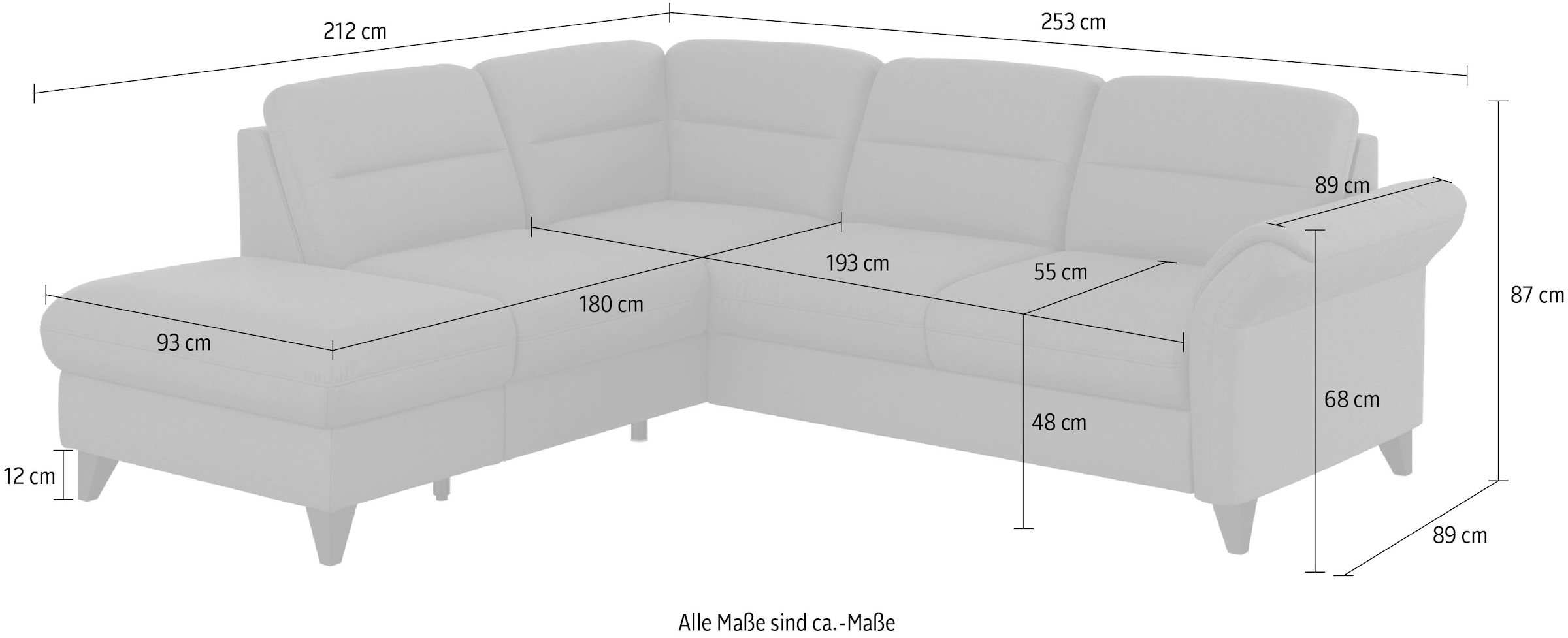 sit&more Ecksofa »Mellum L-Form«, Federkern, wahlweise mit Bettfunktion, Stauraum und Armteilfunktion