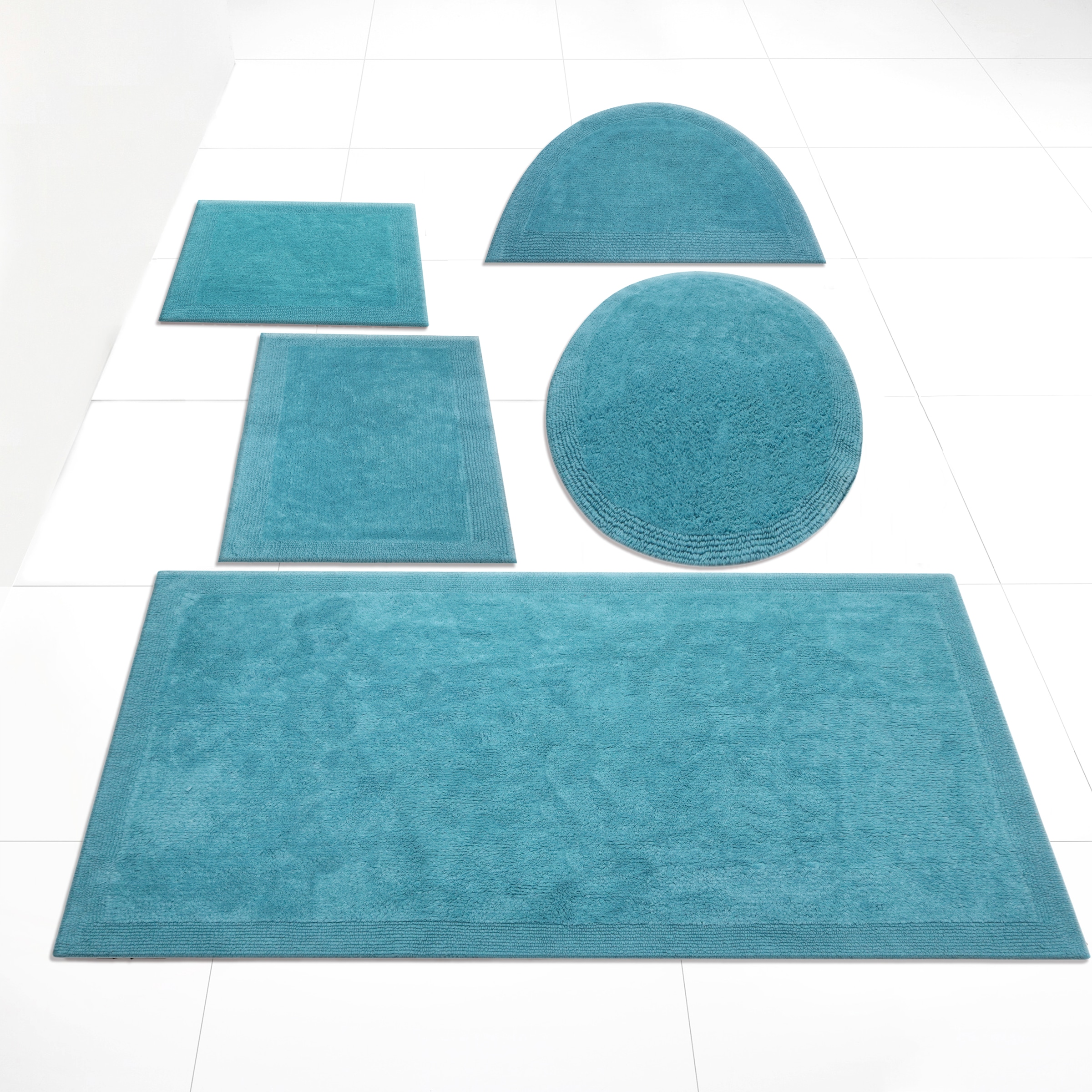 my home Badematte »Kapra, Badvorleger, Badezimmer Teppich« Höhe 14 mm beidseitig nutzbar | fußbodenheizungsgeeignet | strapazierfähig mit Bordüre, Badteppich, Badematte, Baumwolle