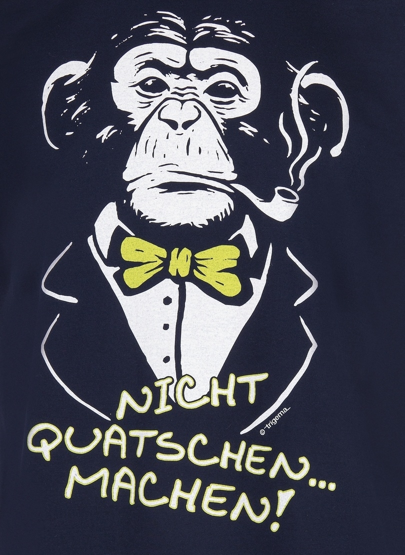 Trigema T-Shirt »TRIGEMA T-Shirt mit Affen-Druckmotiv und Spruch«, (1 tlg.)