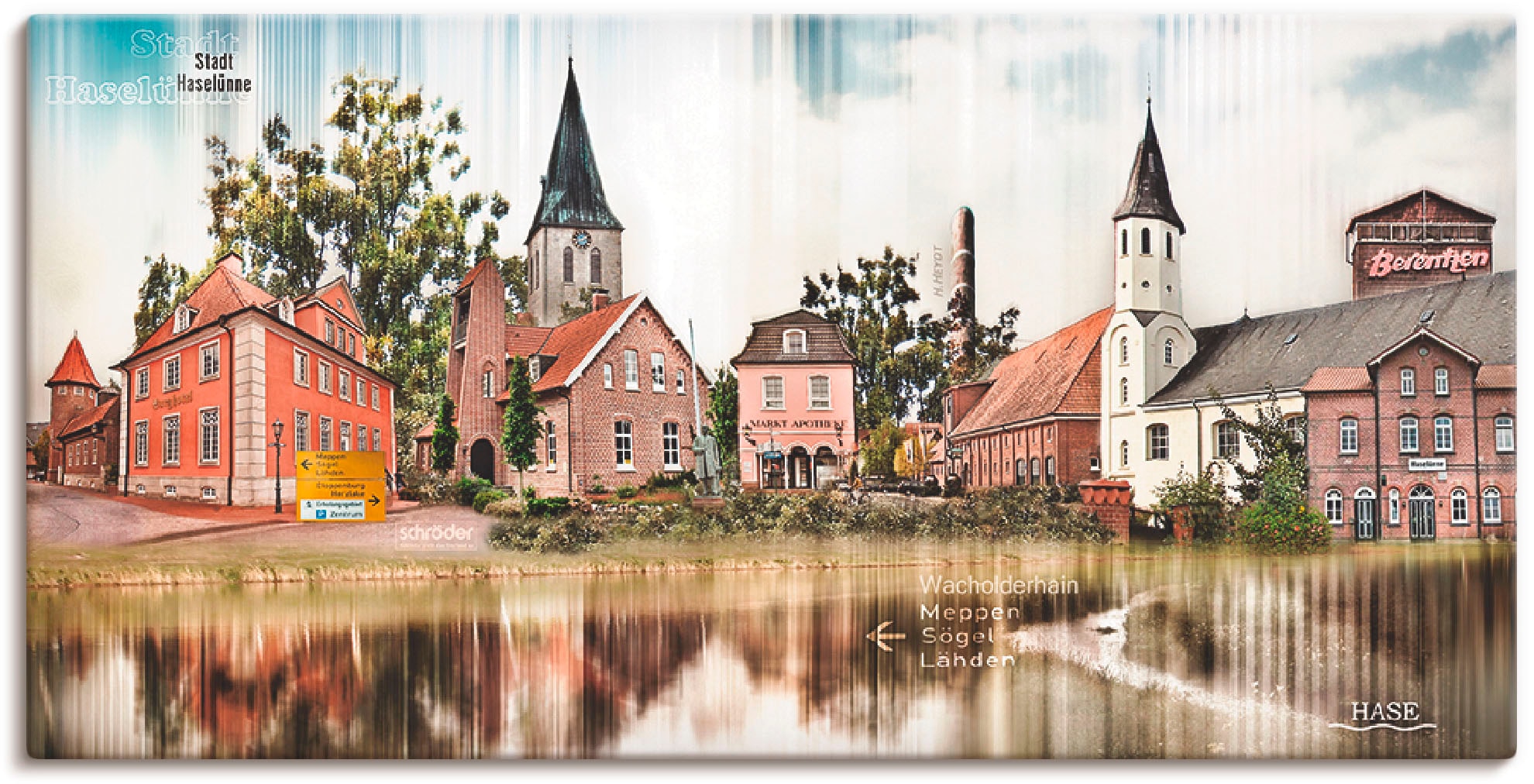 Artland Leinwandbild »Haselünne Stadtansicht Collage Emsland« Deutschland 1 günstig online kaufen