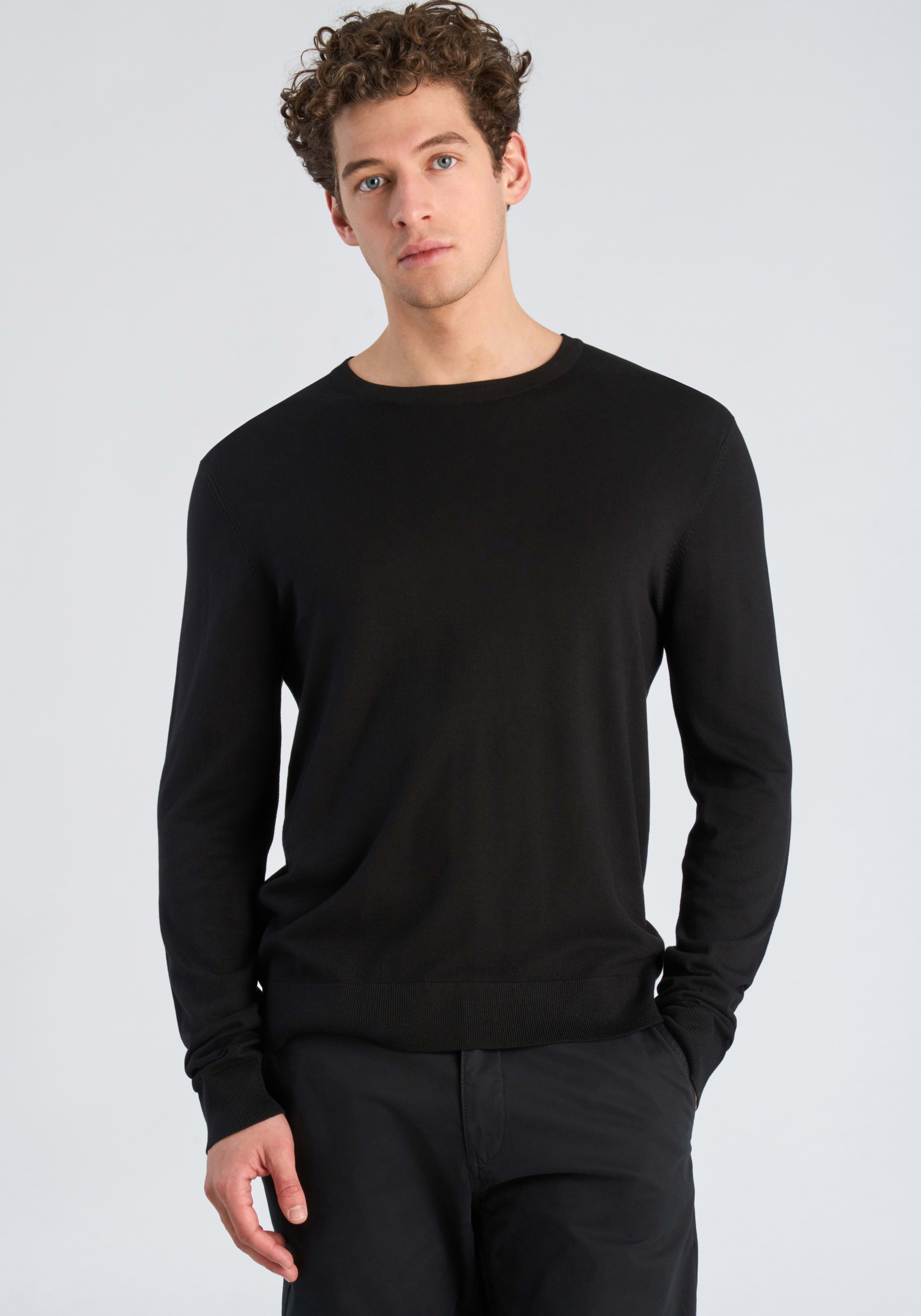 LINDBERGH Strickpullover mit Rundhals / Viskose / unifarben