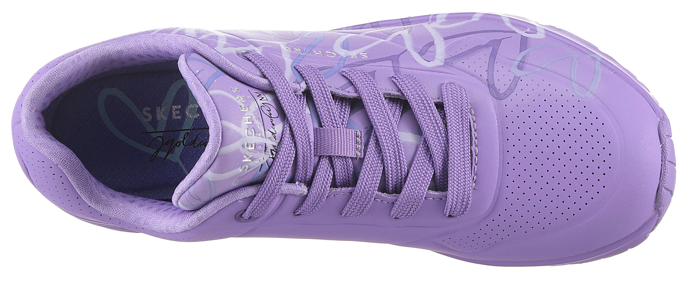 Skechers Wedgesneaker »UNO-SPREAD THE LOVE«, Freizeitschuh, Halbschuh, Schnürschuh mit coolem Graffiti-Print