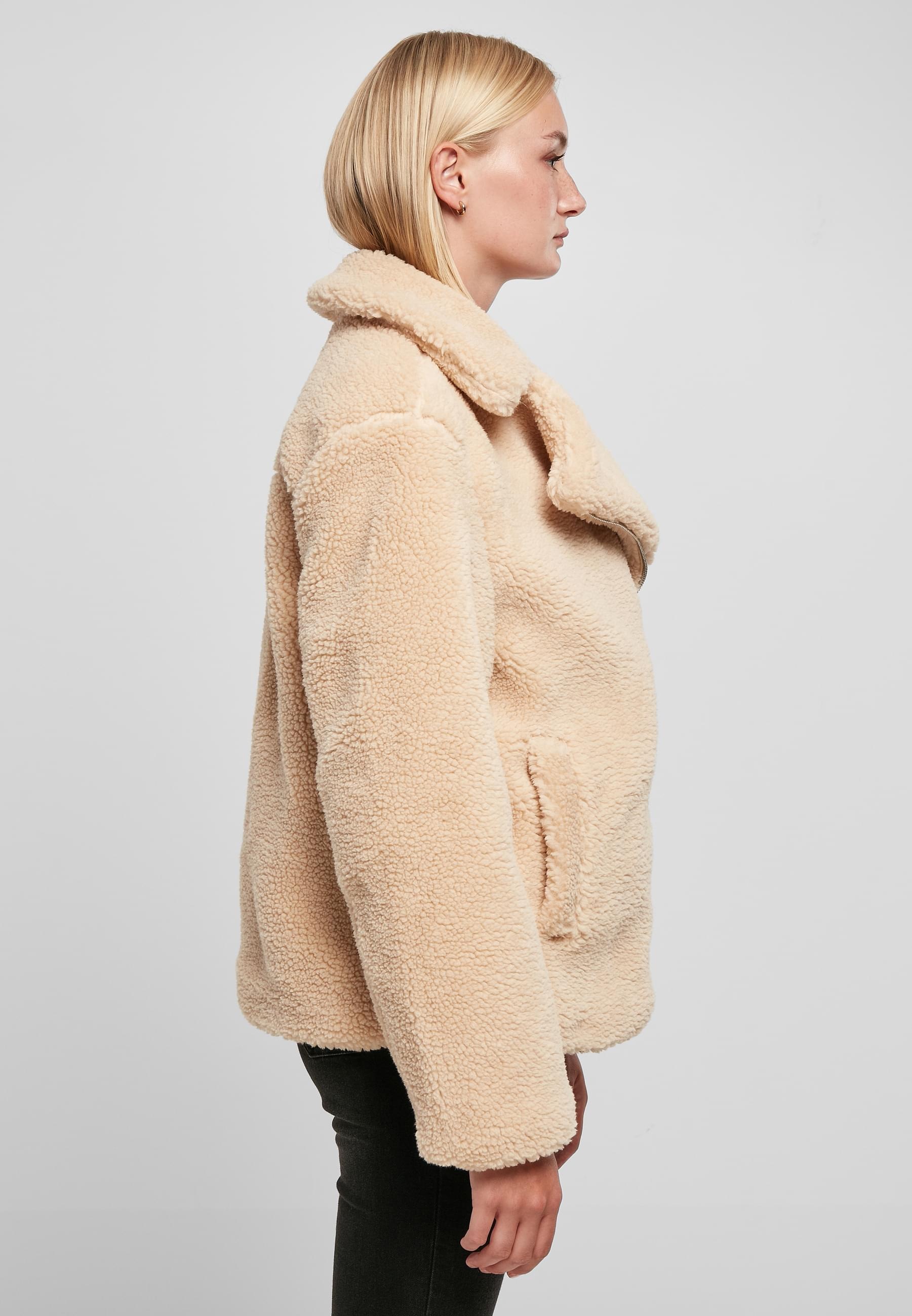 URBAN CLASSICS Winterjacke »Urban Classics Damen Ladies Sherpa Biker Jacket« 1 Stk. tlg. ohne Kapuze