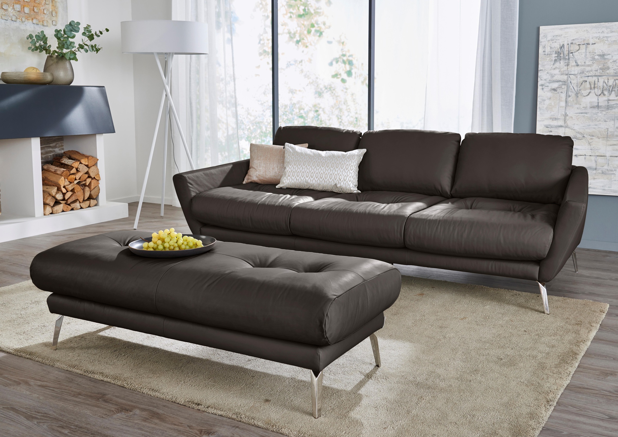 W.SCHILLIG Big-Sofa »softy«, mit dekorativer Heftung im Sitz, Füße Chrom glänzend