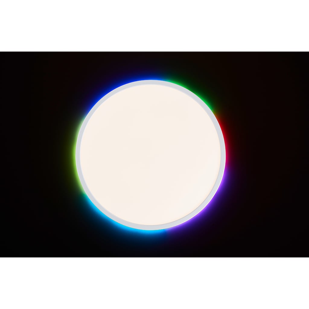 my home LED Deckenleuchte »Nane«, Panel mit Hintergrundbeleuchtung im Regenbogen-Effekt, dimmbar 3000-6500K, 2400 Lumen, inkl. Fernbedienung, Nachtlichtfunktion