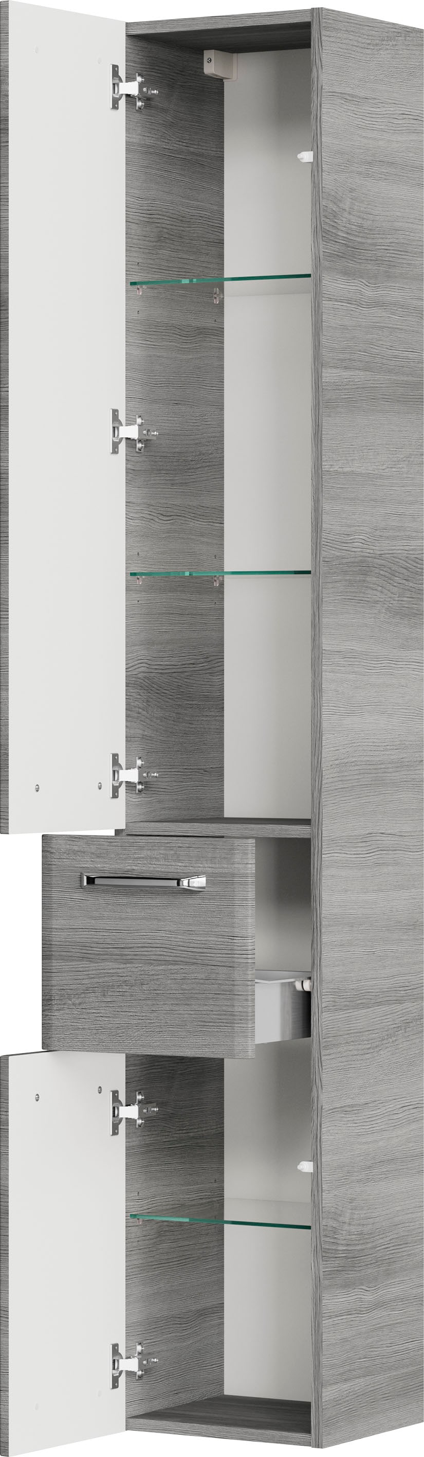 Saphir Badmöbel-Set »Quickset 3-teilig, Mineralmarmor-Waschtisch und LED-Spiegelschrank« 4 Stk. tlg.