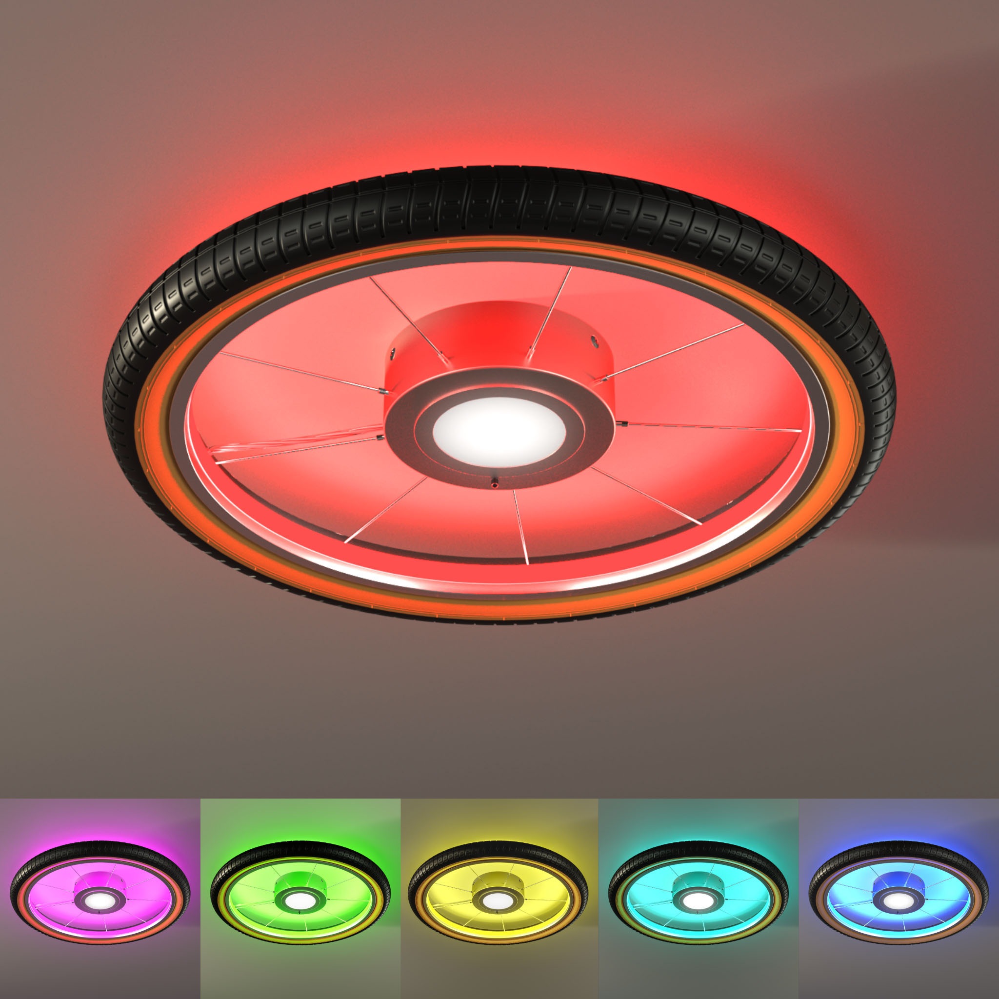 my home Deckenleuchte »Bela, Wheel, Reifen, Deckenlampe im Reifendesígn«, L günstig online kaufen