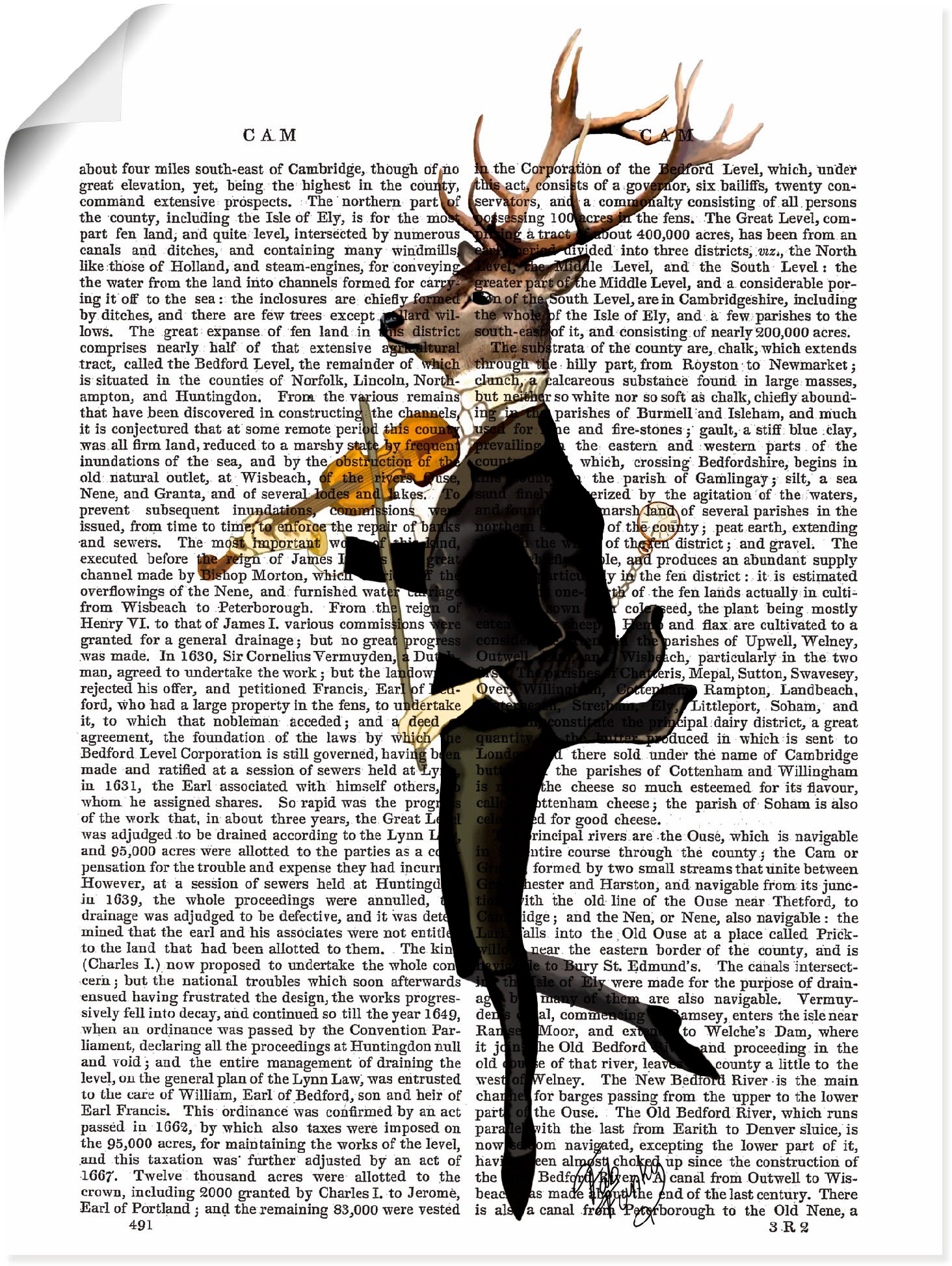 Artland Wandbild »Tanzender Hirsch mit Violine«, Humor, (1 St.), als Leinwa günstig online kaufen