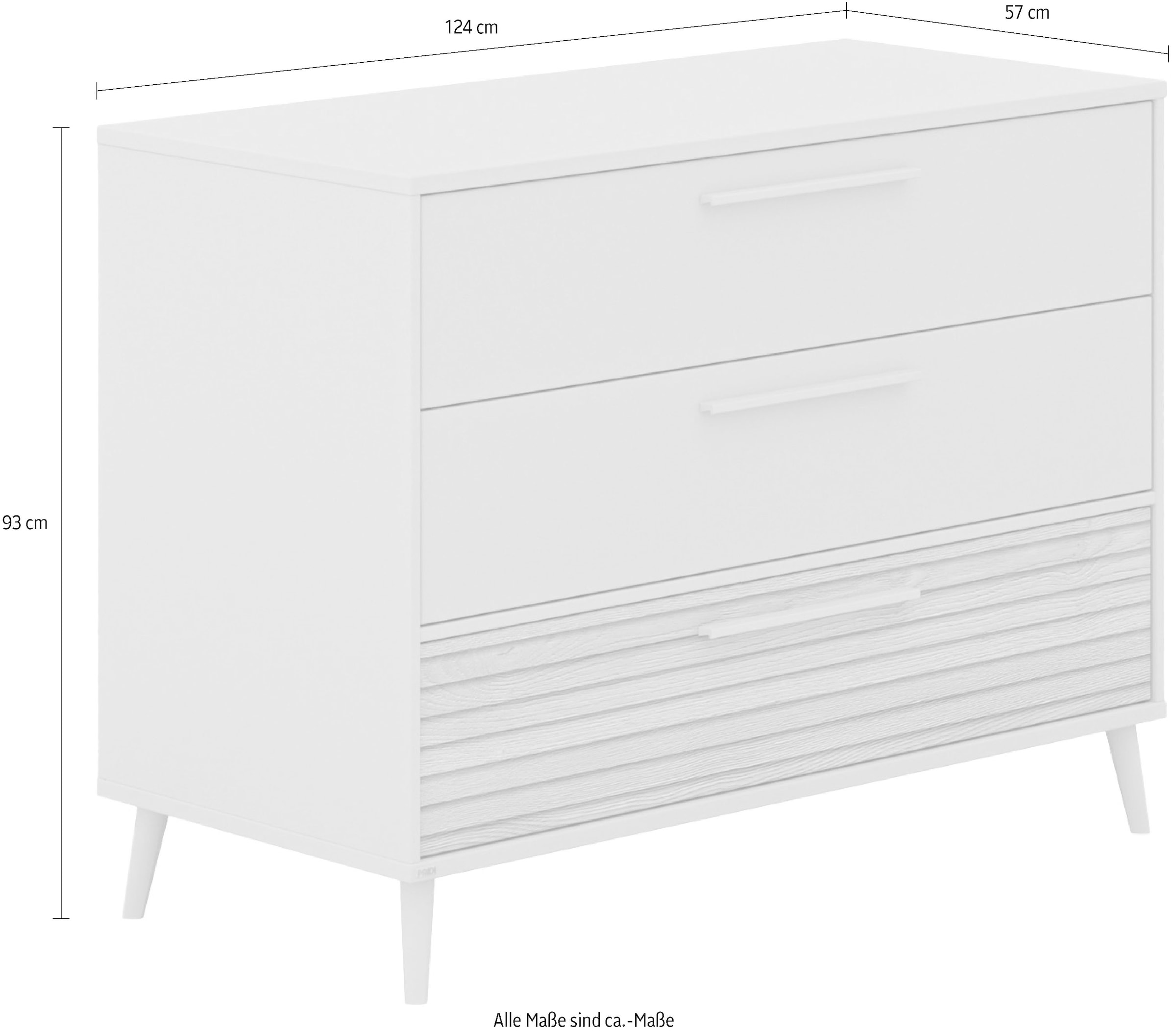 PAIDI Wickelkommode »EEFJE Kommode in modernem Design, Cashmere-Beige mit Groovy-Oak«, bis 50 kg, in verschiedenen Breiten und Ausführungen, 124 cm