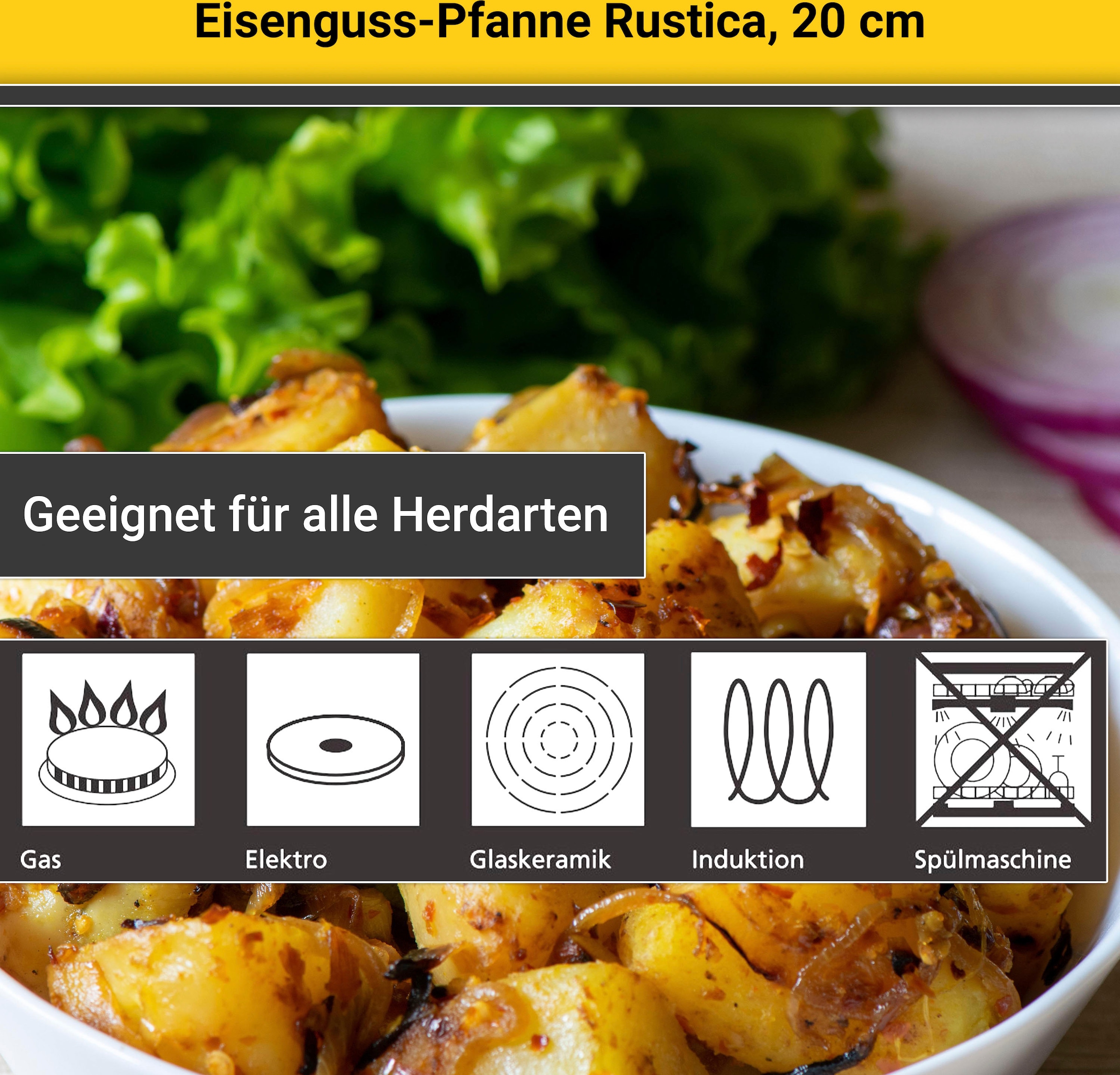 Krüger Bratpfanne »Rustica«, Gusseisen, (1 bestellen Induktion online tlg.)