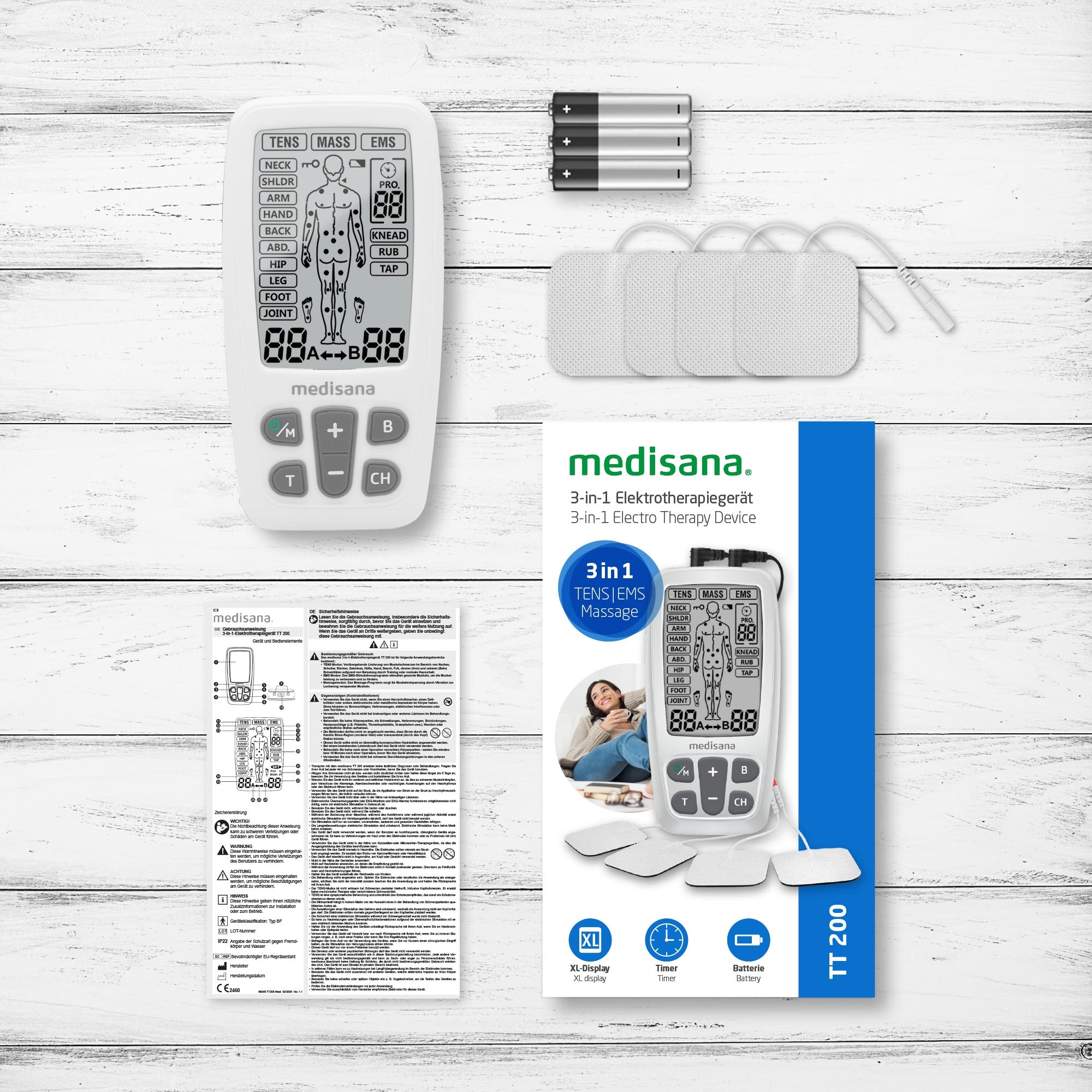 Medisana TENS-EMS-Gerät »TT 200«, TENS, EMS und Massage mit mehreren
Programmen