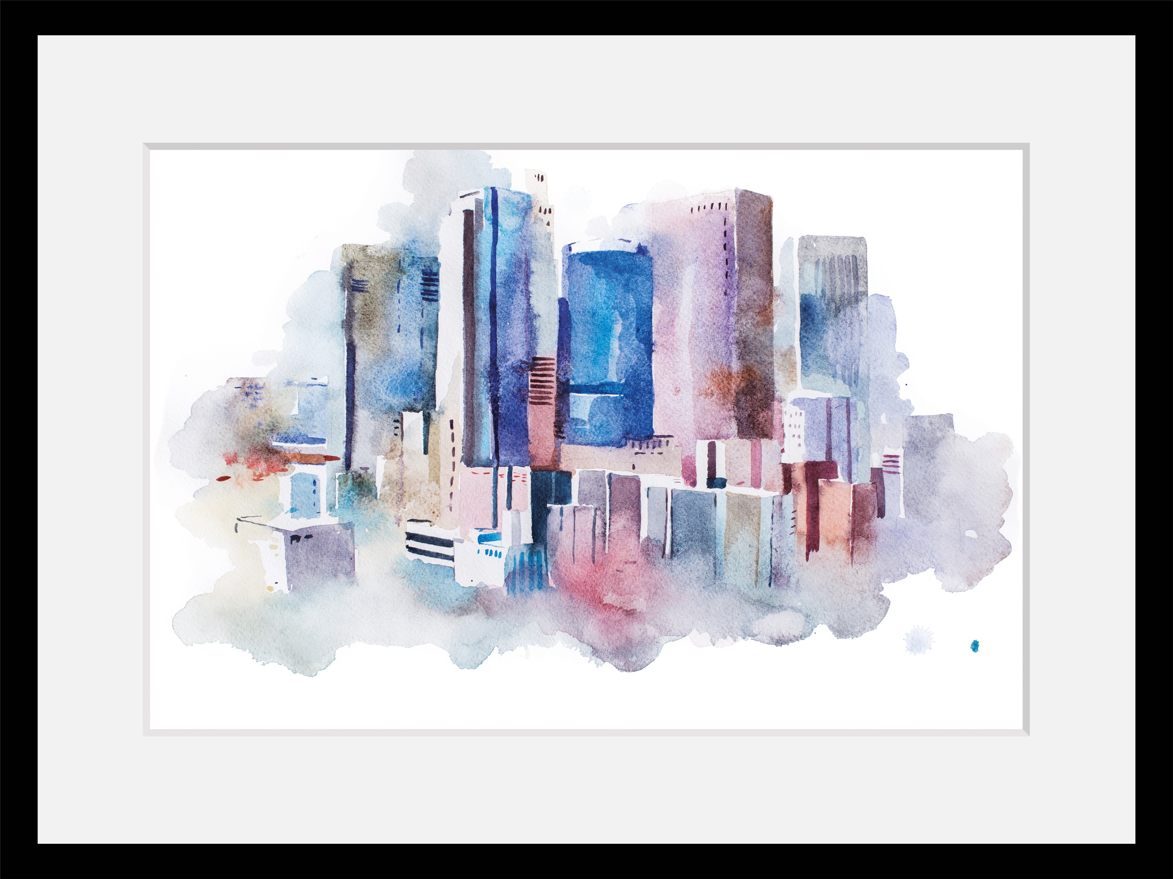 queence Bild »Stadt in Aquarellfarben«, Städte-Stadt-Gebäude-Kunst-Himmel, günstig online kaufen