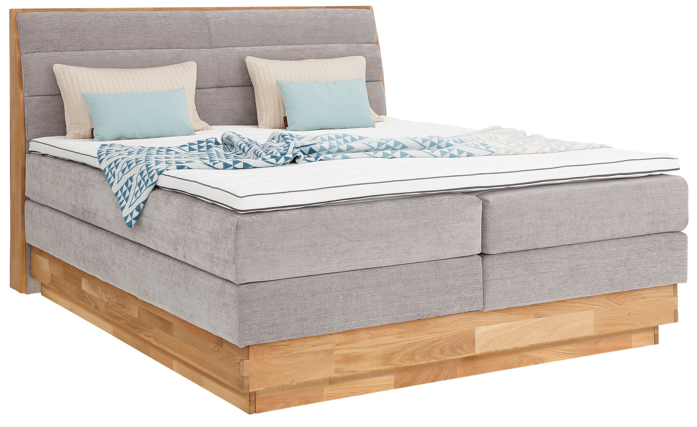 OTTO products Boxspringbett »Jenna«, ohne LED-Beleuchtung, mit zertifizierten, recycelten Bezugsstoffen