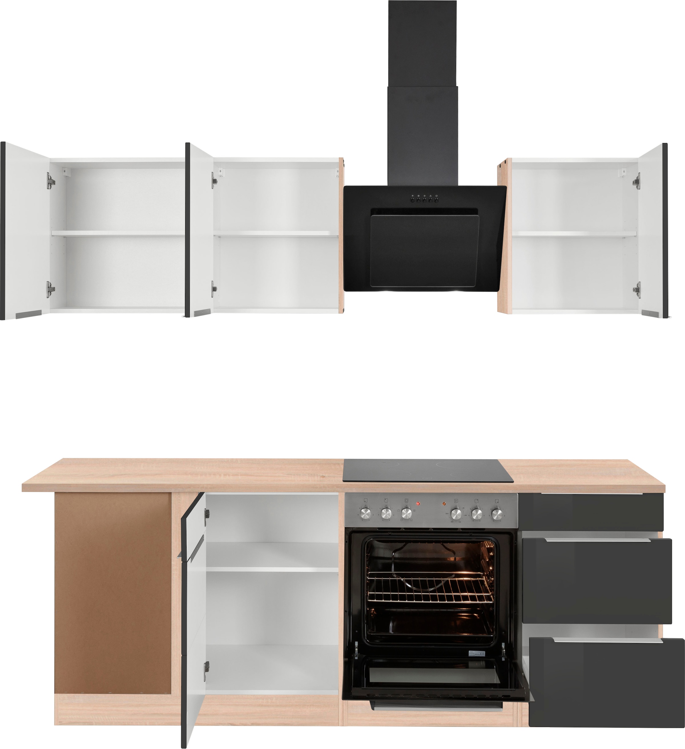 KOCHSTATION Winkelküche »KS-Brindisi«, Stellbreite 220/220 cm, wahlweise mit E-Geräten, mit MDF-Fronten