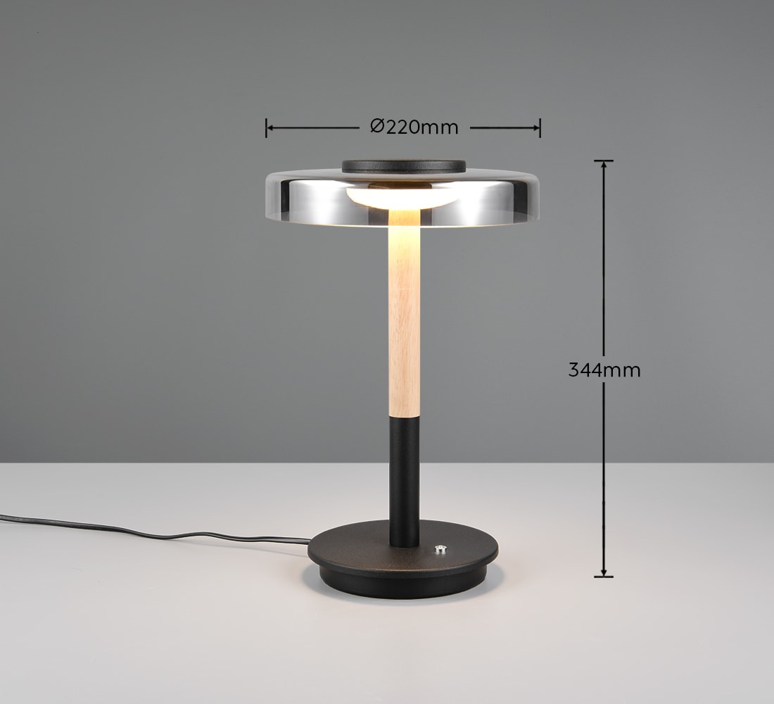 TRIO Leuchten LED Tischleuchte »CELESTE, LED Tischlampe mit 4-Stufen Touchdimmer 10W warmweiß 3000K«, 1 flammig, Leuchtmittel LED-Board | LED fest integriert, 1050 Lumen Höhe 35cm, Tischlampe mit Glasschirm Ø 22cm, Memoryfunktion