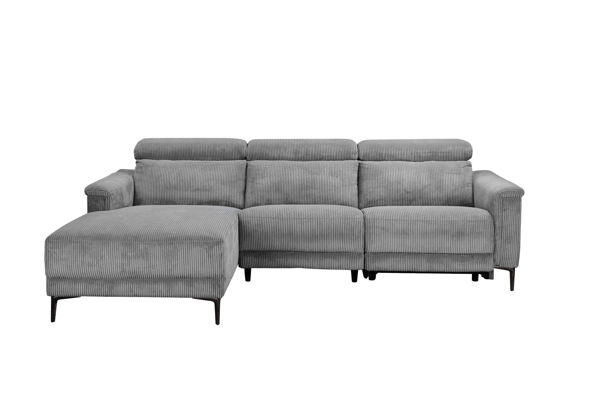 Places of Style Ecksofa »Lund in Cord, L-Form, 261 cm, manuelle und elektr. Relaxfunktion,«, USB-A und Kopfteilverstellung