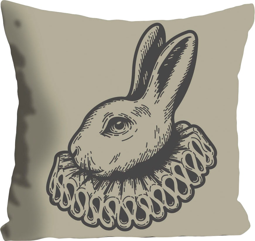 queence Dekokissen »Olan«, Kissenhülle,Hase,Rüschen,Beige,Süß,Frühling,Nied günstig online kaufen