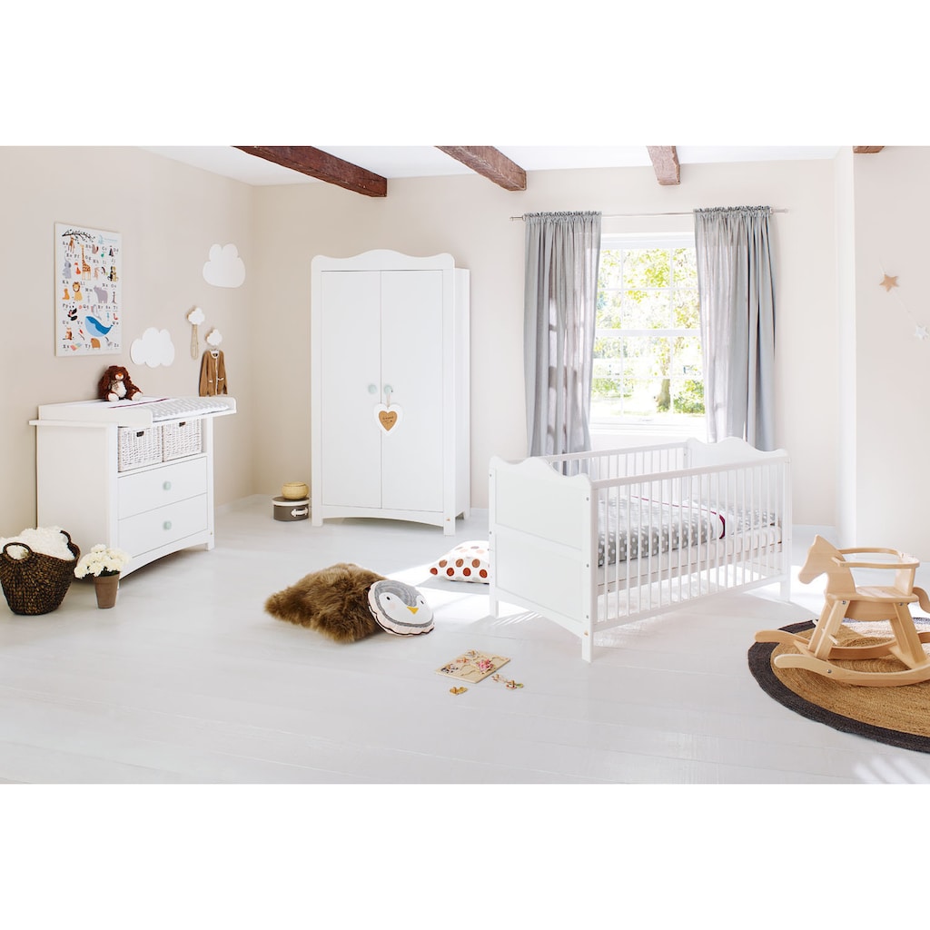 Pinolino® Babyzimmer-Komplettset »Florentina«, (Set, 3 St., Kinderbett, breite Wickelkommode und 2-türigem Kleiderschrank)