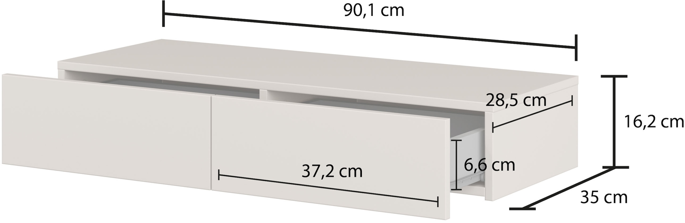 Home affaire Schminktisch »Jukon, Breite 90 cm, moderner Schminktisch incl. Spiegel«, Hängende Schminktisch, Spiegel mit LED Beleuchtung