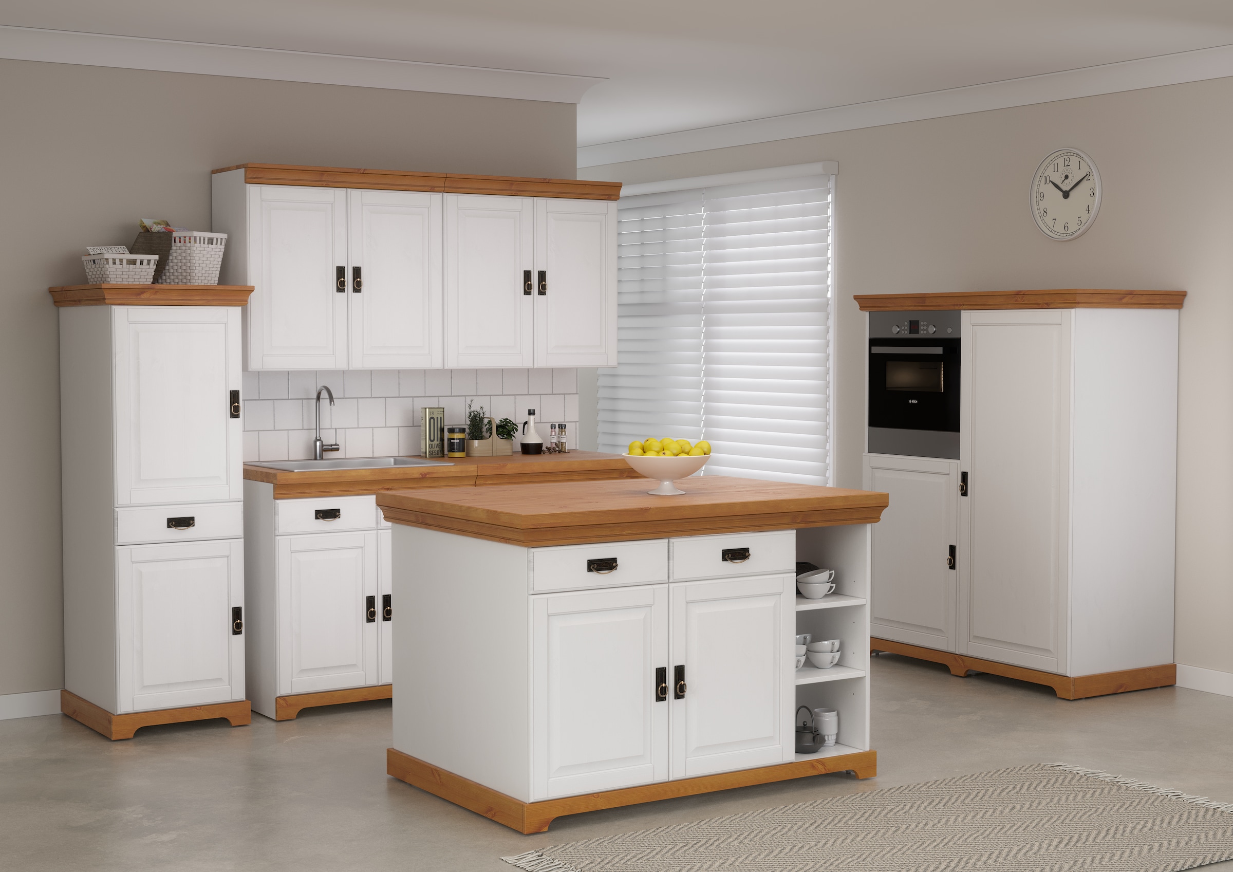 Home affaire Backofen/Kühlumbauschrank »Rügen«, Breite 127 cm, Kiefer massiv, Nische für Kühlschrank