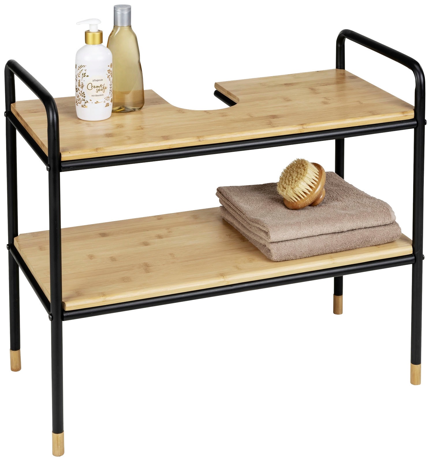 WENKO Waschbeckenunterschrank »Loft«, aus Metall und Bambus