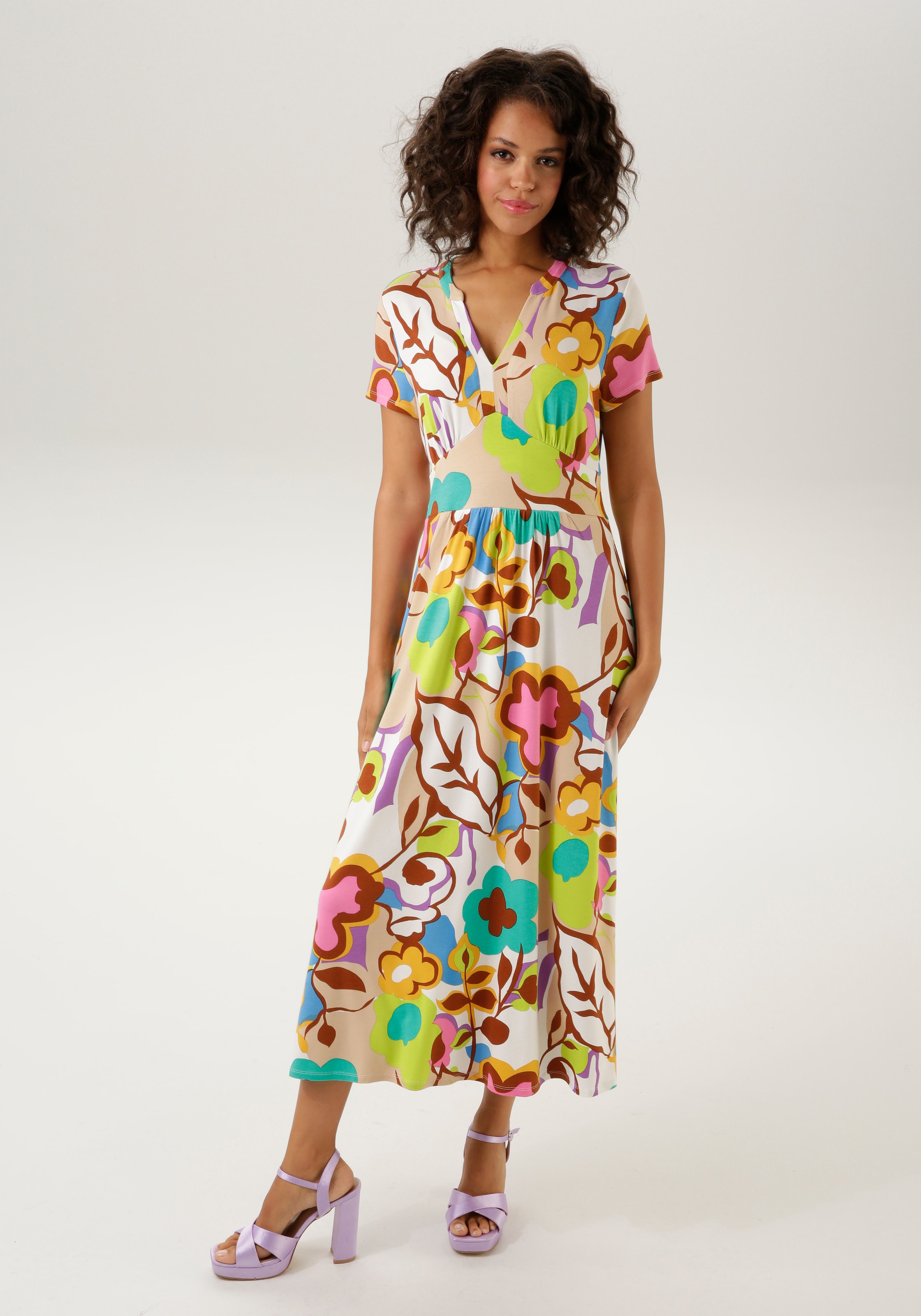 Aniston CASUAL Sommerkleid, - mit NEUE graphischem online Blumendruck großflächigem, KOLLEKTION bestellen