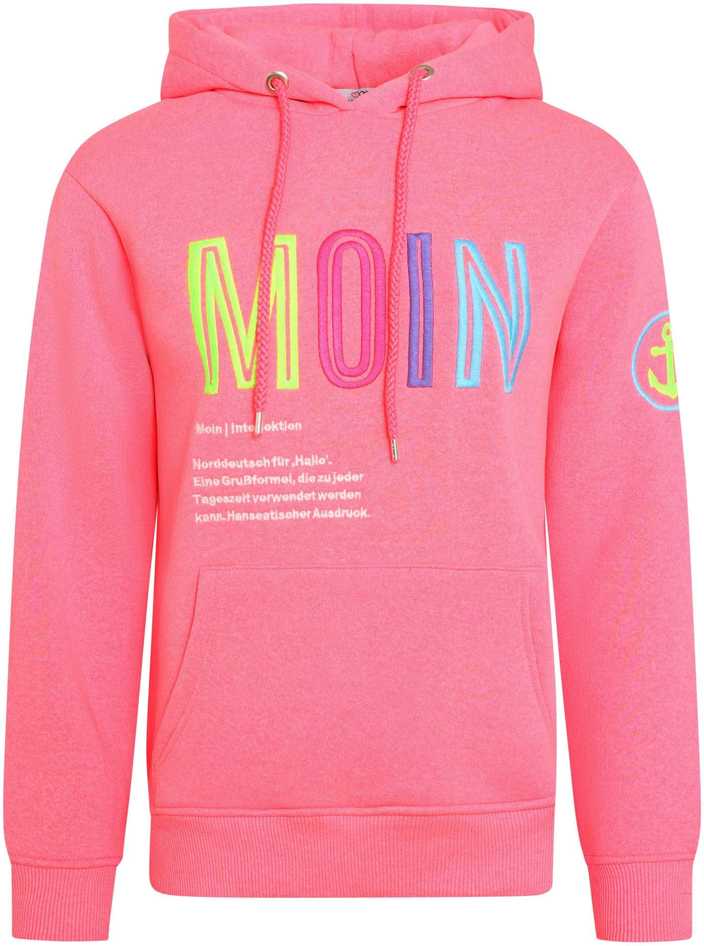 Zwillingsherz Sweatshirt , gestickter Schriftzug, Kapuze, Langarm, Kängurutasche, Kordelzug
