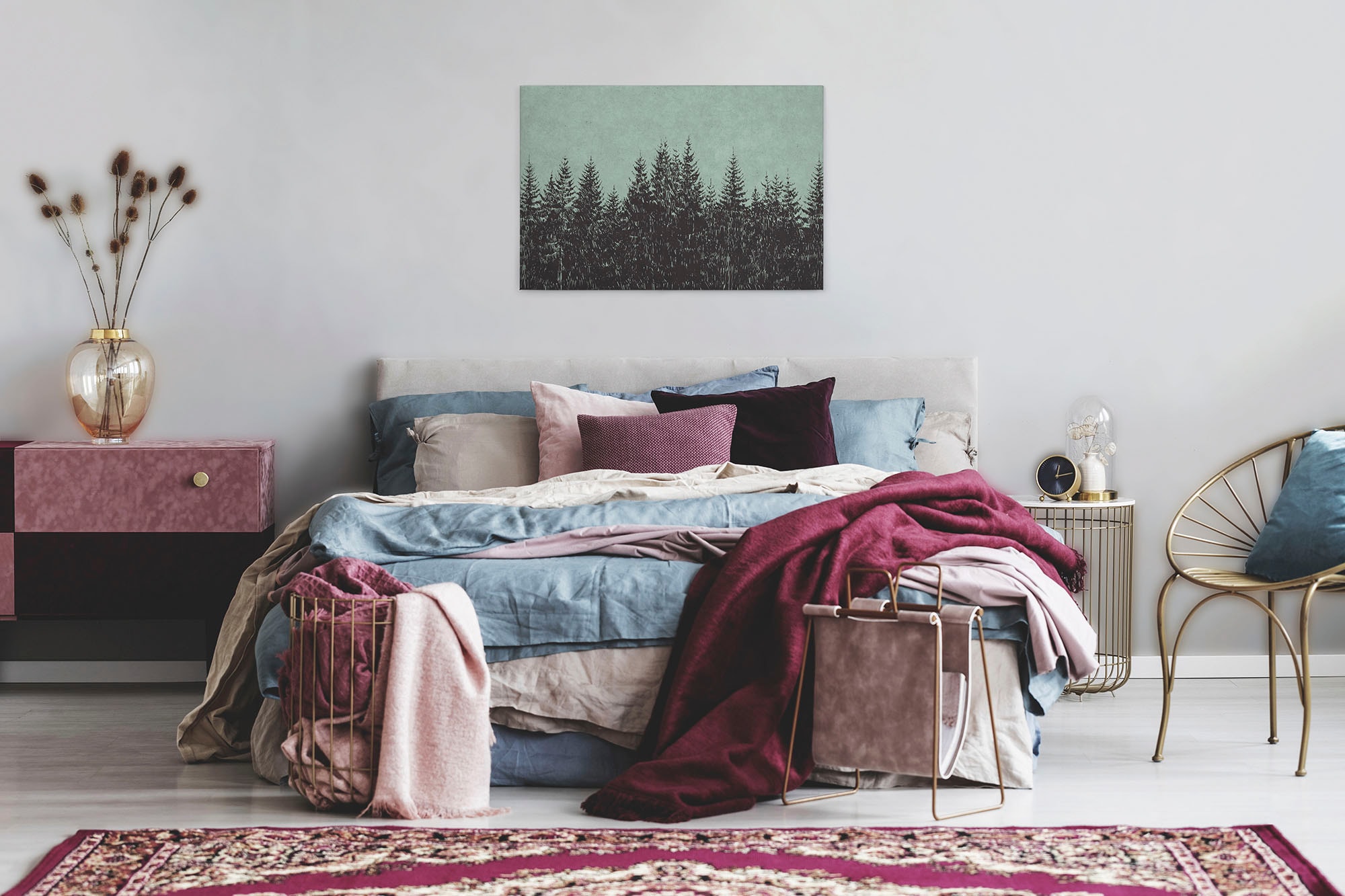 A.S. Création Leinwandbild »black forest«, Kunst-Wald-Kinder, (1 St.), Wald Bild Keilrahmen Leinwand-Bild Wohnzimmer modern Wandbild Kinder