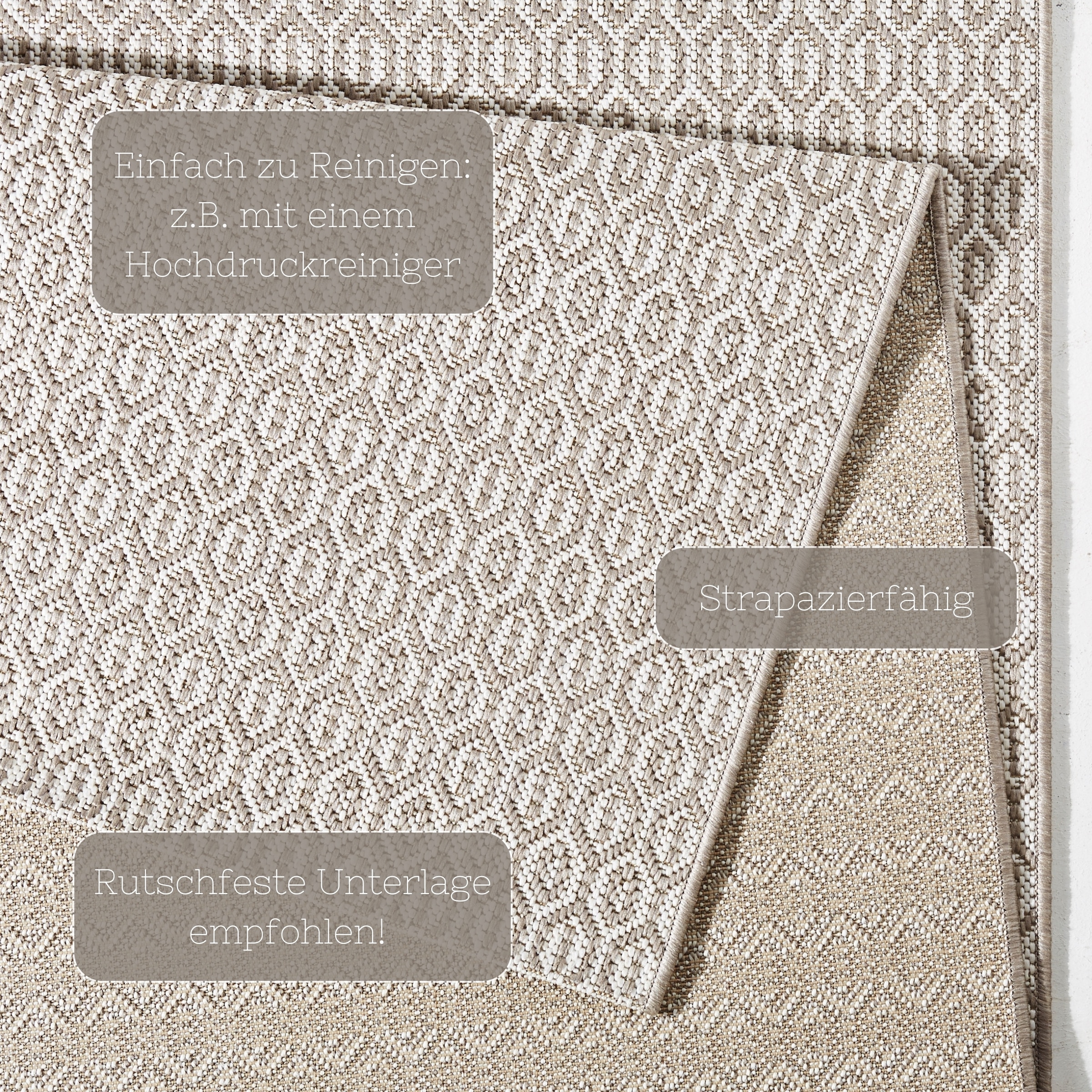 NORTHRUGS Teppich »Coin«, rechteckig, 8 mm Höhe, In-& Outdoor, Wetterfest, Balkon, Sisal-Optik, Wohnzimmer, Läufer