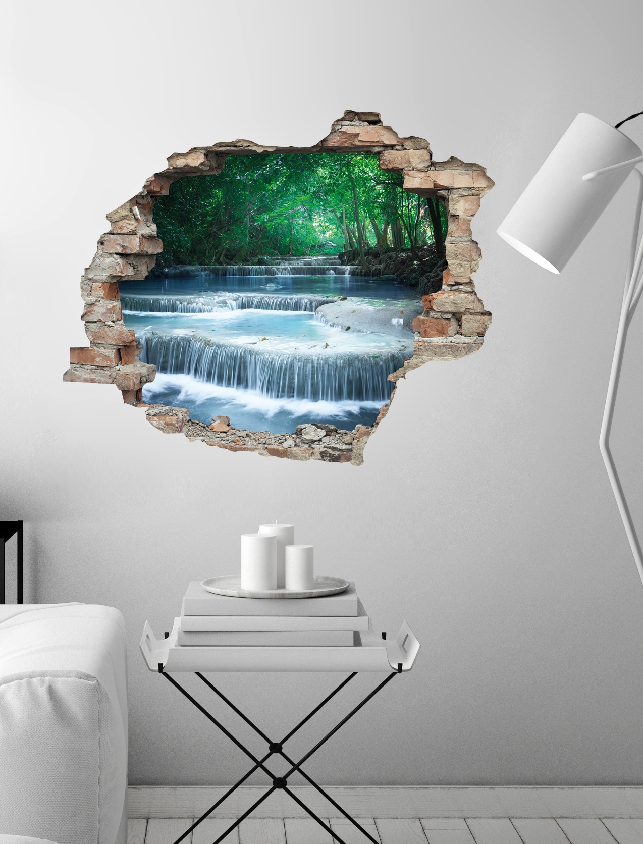 queence Wandtattoo »Fluss«, (1 St.), Wandsticker, Wandbild, selbstklebend, 3D, Wanddurchbruch