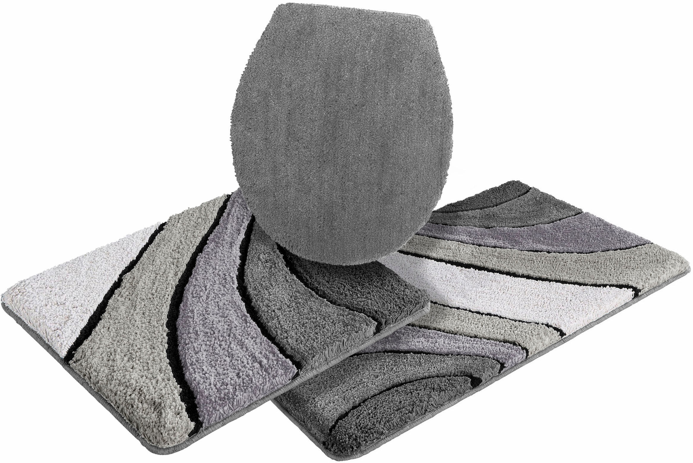my home Badematte »Josie, Badvorleger, Badezimmer Teppich«, rutschhemmend beschichtet, fußbodenheizungsgeeignet-schnell trocknend-strapazierfähig, Badteppich, Badematten, rechteckig, rund & als 3-tlg. Set erhältlich