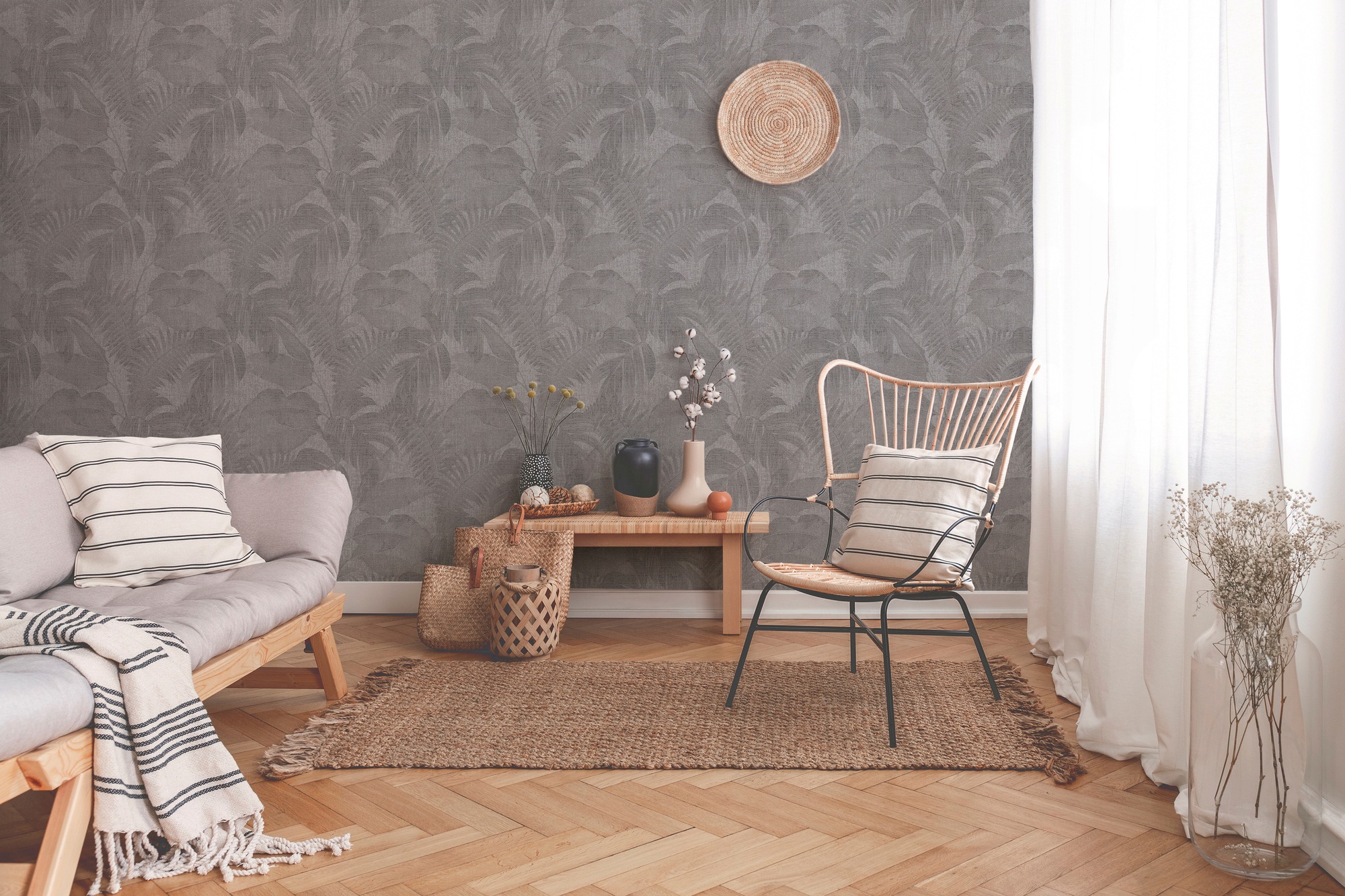 living walls Vliestapete »New Walls Cosy & Relax mit Palmenblättern«, floral-botanisch-Wald, Palmentapete Tapete Dschungel Tapeten Wohnzimmer Schlafzimmer Küche