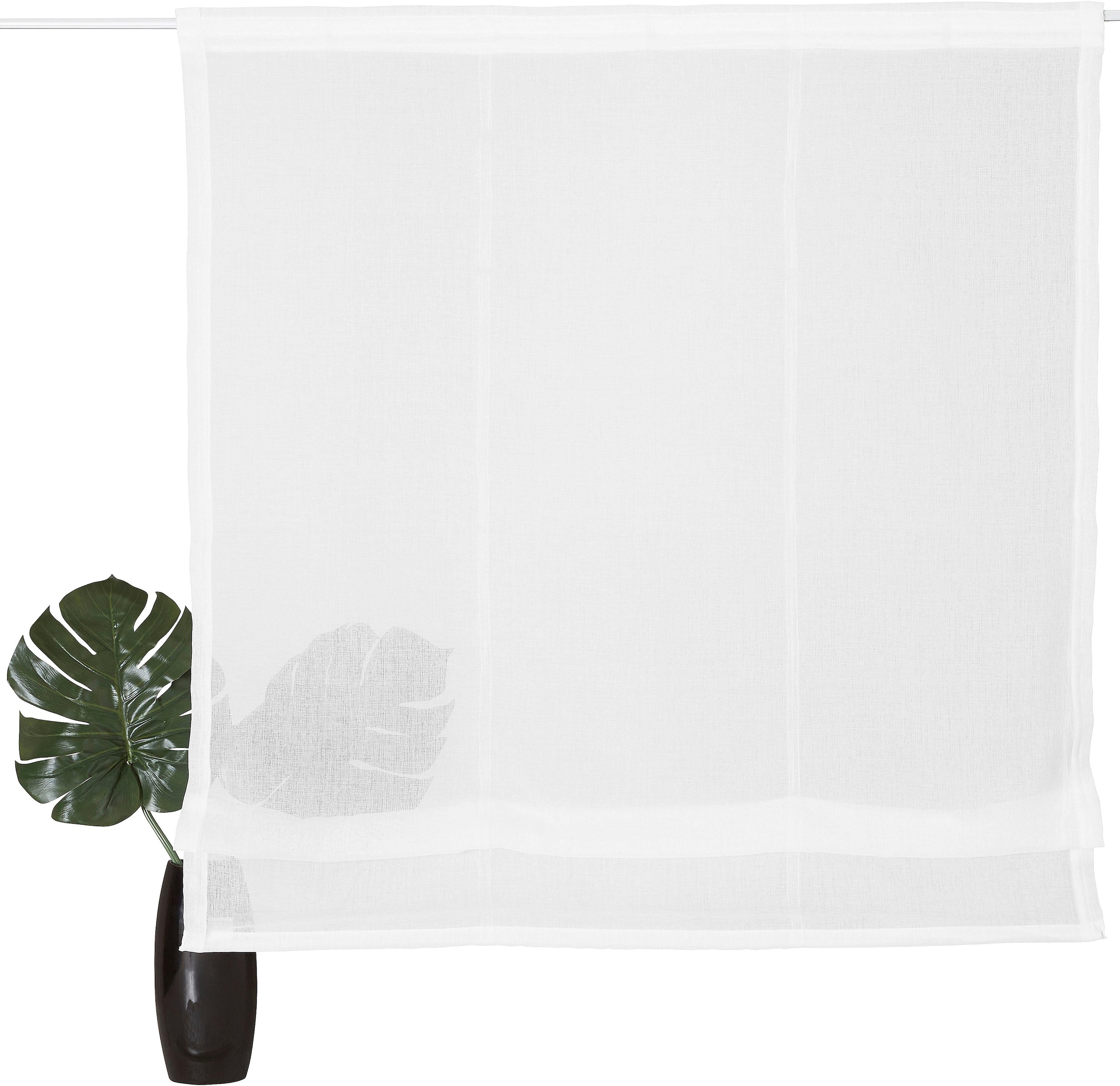 my home Raffrollo »TENDER« mit Klettband transparent, Leinen Optik mit Struktur, monochrom