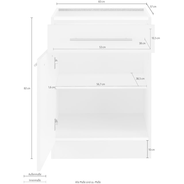 wiho Küchen Unterschrank »Unna«, 60 cm breit, ohne Arbeitsplatte online  kaufen