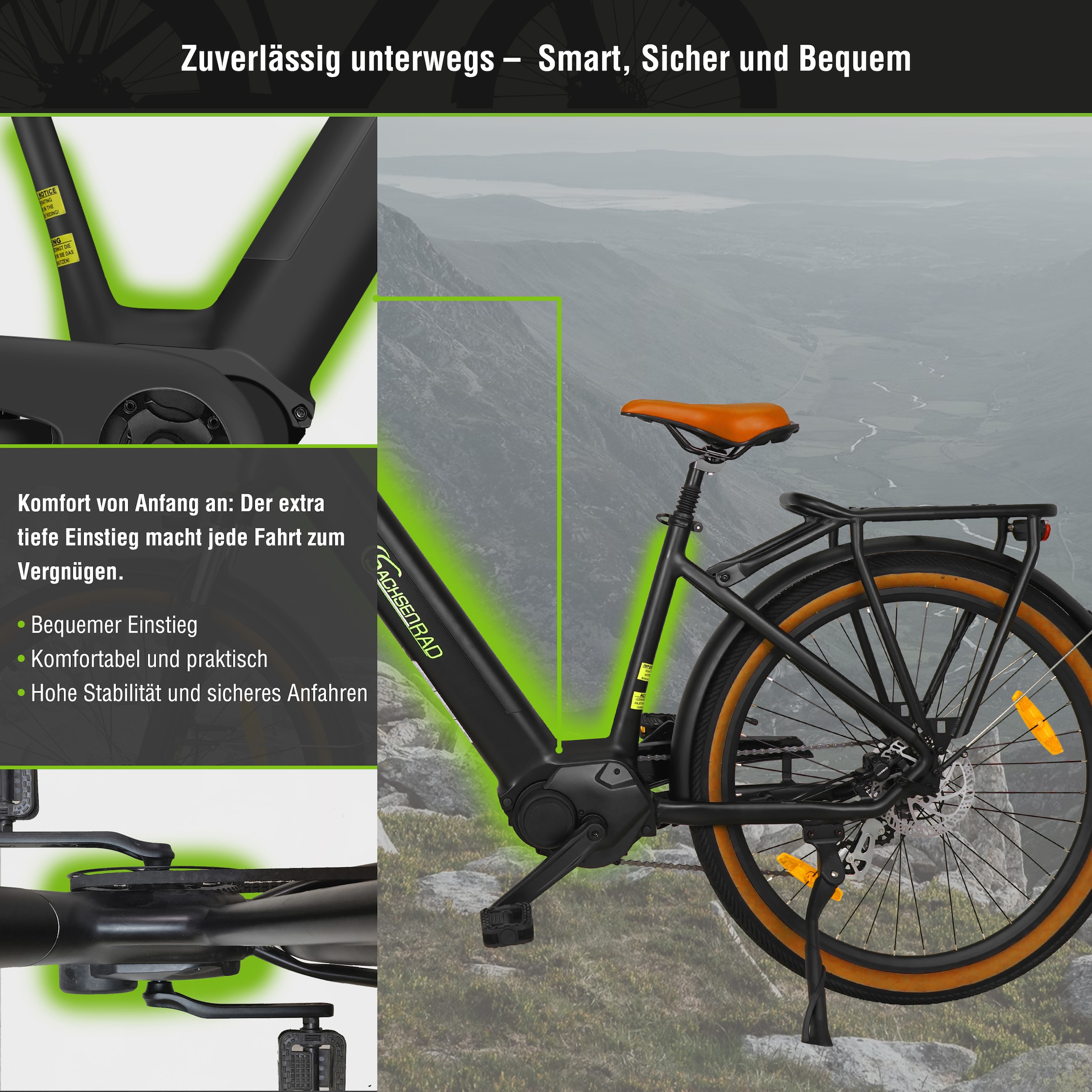 SachsenRad »C5 Centro II mit Diebstahlsicherung« 8 Gang Shimano Kettenschaltung Mittelmotor 250 W