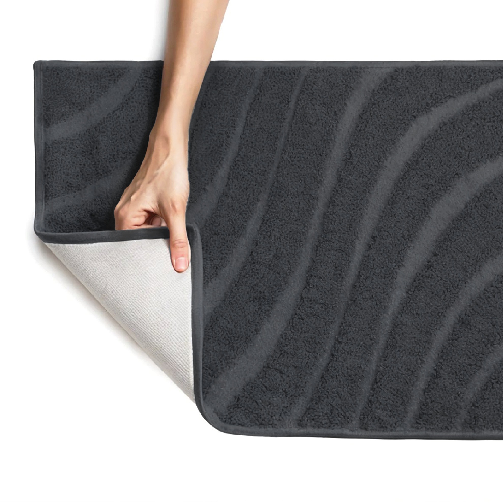 OTTO home Badematte »Levii, Badvorleger, Badezimmer Teppich, sehr weich«, rutschhemmend beschichtet, schnell trocknend-fußbodenheizungsgeeignet, Hoch-Tief-Effekt, weiche Haptik, Made in Europe
