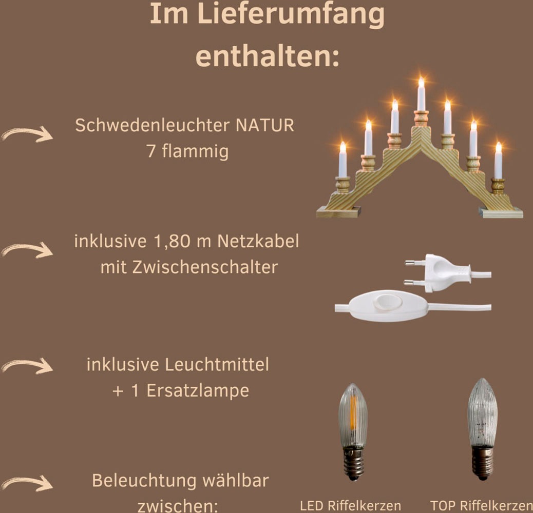 Weigla LED Lichterbogen »Schwede, Made in Germany« 1 Stk. 7-flammig