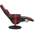 INOSIGN Relaxsessel »Liljana«, im Gaming Chair Design, mit mechanischer Relaxfunktion, integrierte Fußstütze, Getränkehalter in der rechten Armlehne, Drehfunktion, 1 Kissen zur Kopfstütze, schwarzes Metallgestell, gepolstert, Sitzhöhe 47 cm