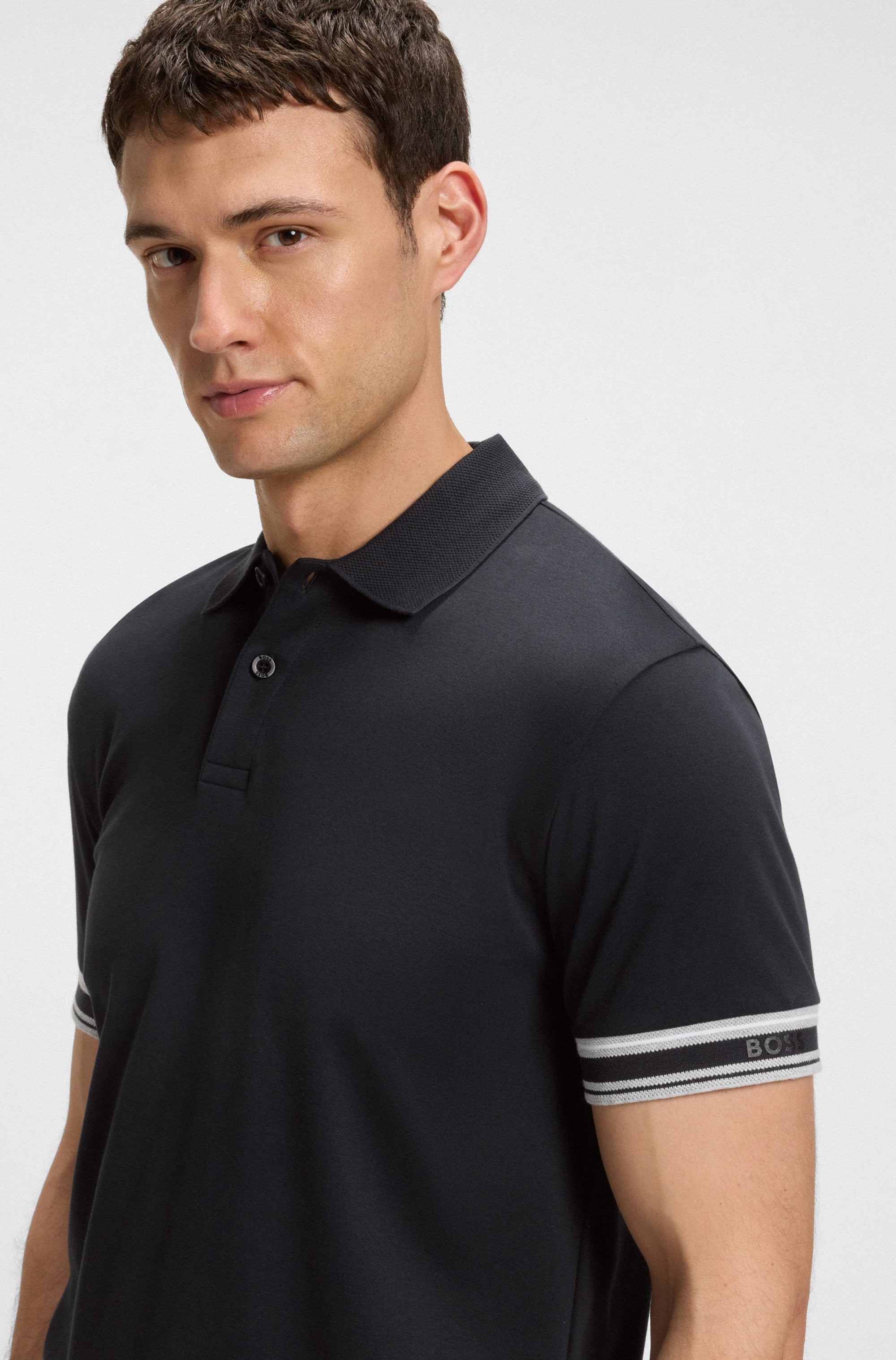 BOSS GREEN Poloshirt »Polo Zone« mit Piqué-Streifen und einem Logo am Ärmel