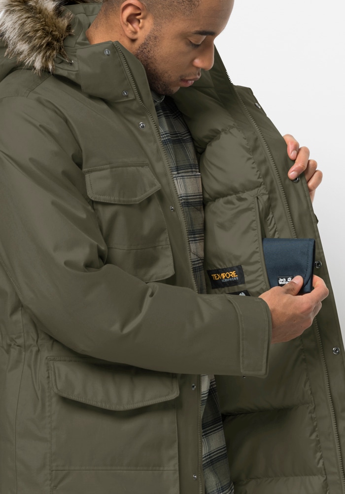 Jack Wolfskin Funktionsparka »WINTERFROST DOWN PARKA M«, mit Kapuze
