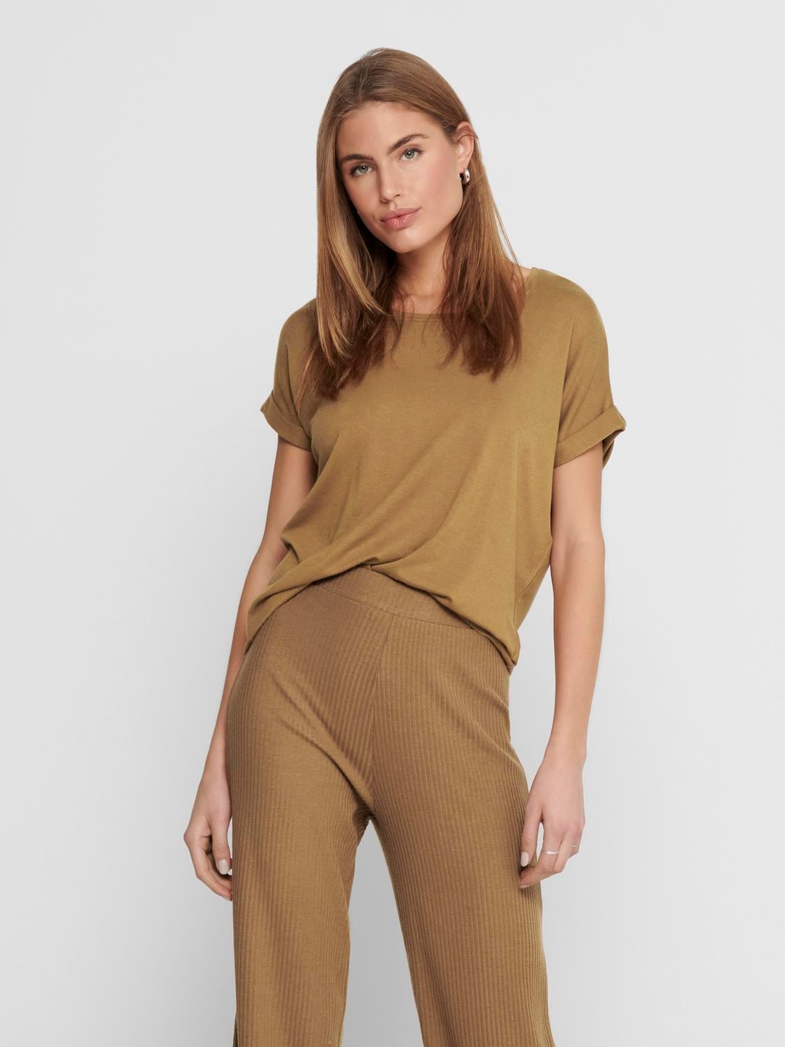 ONLY T-Shirt »ONLMOSTER S/S O-NECK TOP NOOS JRS«, mit Aufschlag am Arm