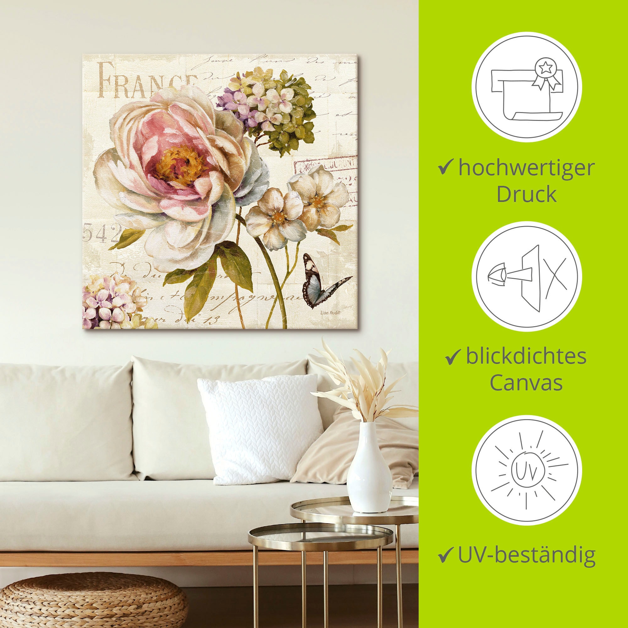 Artland Leinwandbild »Blumen III« Blumen 1 Stk. tlg. auf Holzrahmen gespannt