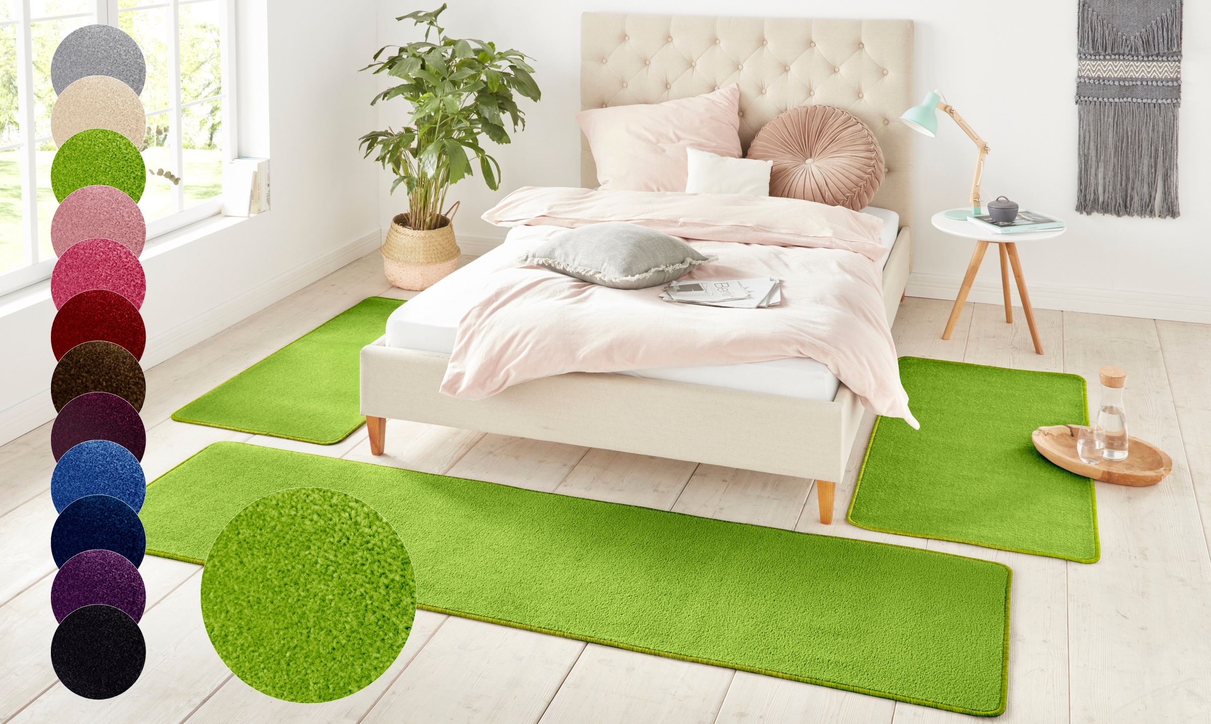 HANSE Home Bettumrandung »Shashi«, (3 tlg.), Kurzflor, Unifarben, Teppich, günstig online kaufen