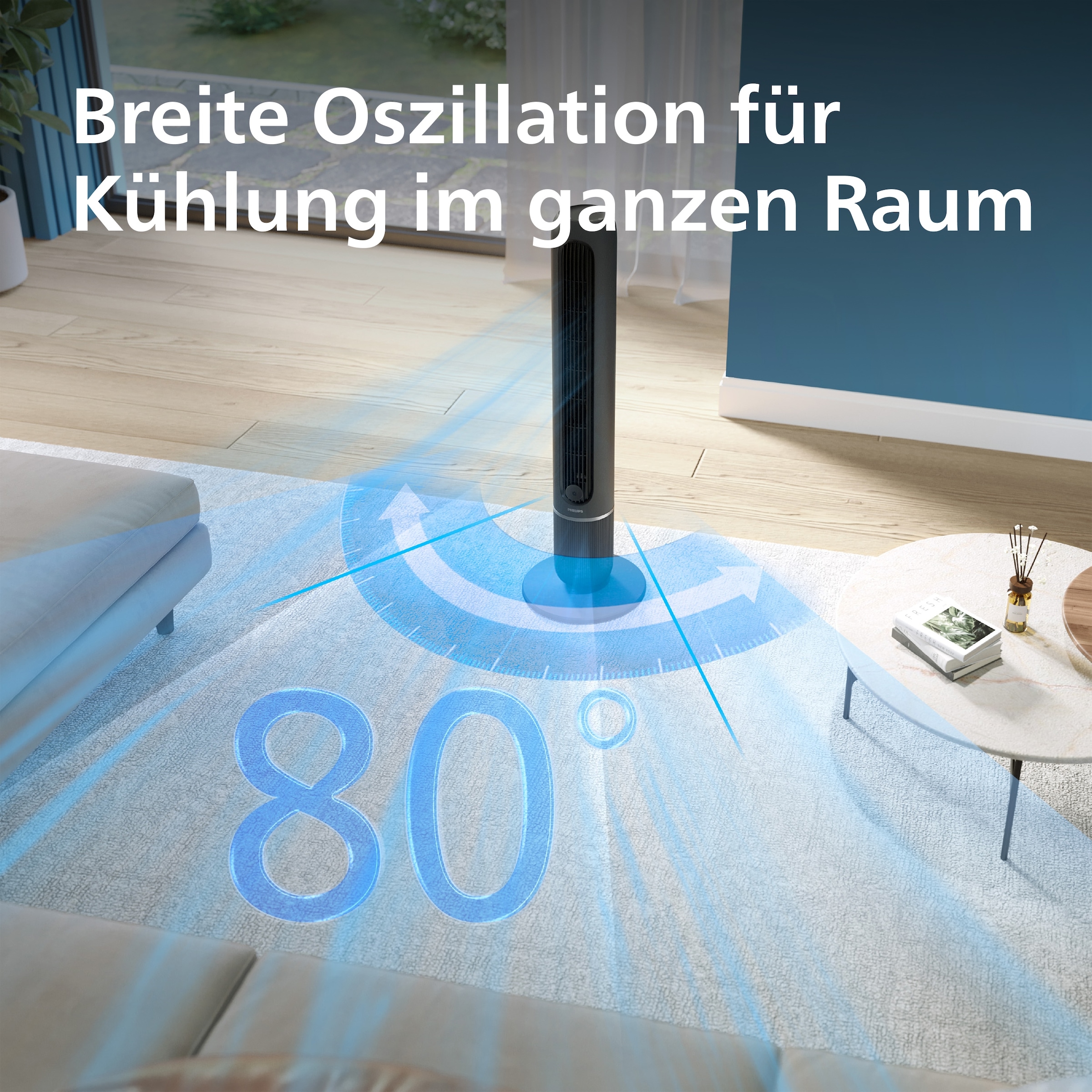 Philips Turmventilator »CX5550 Serie 5000 mit 5 Geschwindigkeiten u. Aromatherapie-Zusatz« Oszillierend, leise, mit Timer u. Fernbedienung
