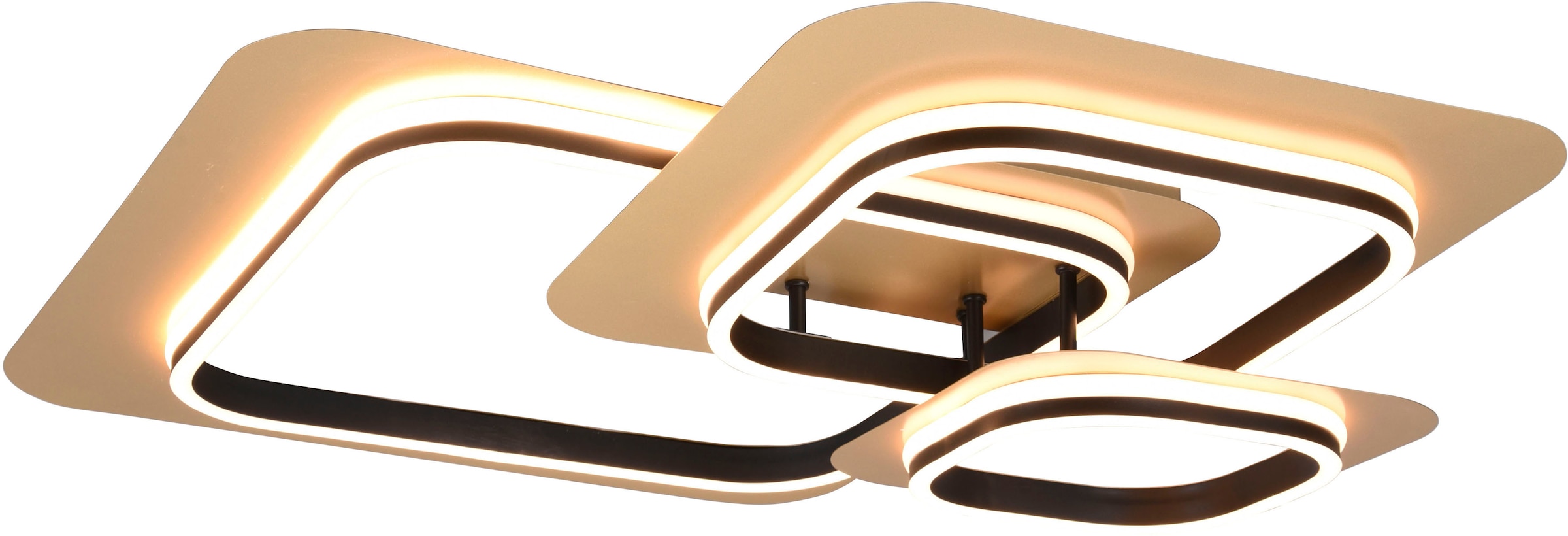 3 Deckenleuchte LED Leuchten Deckenleuchte flammig-flammig, bestellen schwarz-gold TRIO Dimmstufen 1 74x74 online warmweiß 3000K Design »Lugo«, cm