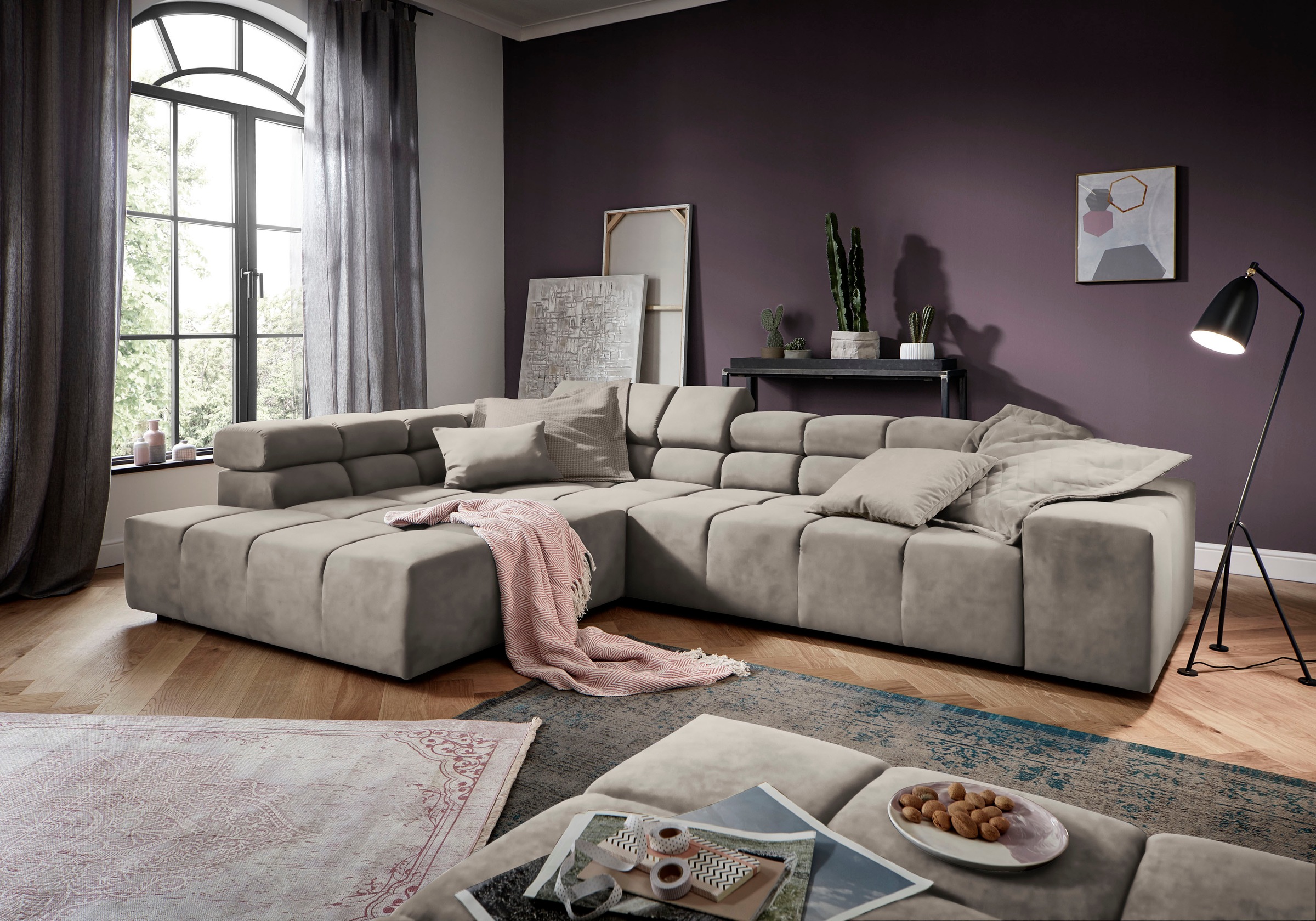 INOSIGN Ecksofa »Ancona incl. Kopfteilverstellung, OTTOs Choice, Breite 319cm, L-Form«, wahlweise motorische Sitztiefenverstellung, auch in Cord + Easy Care
