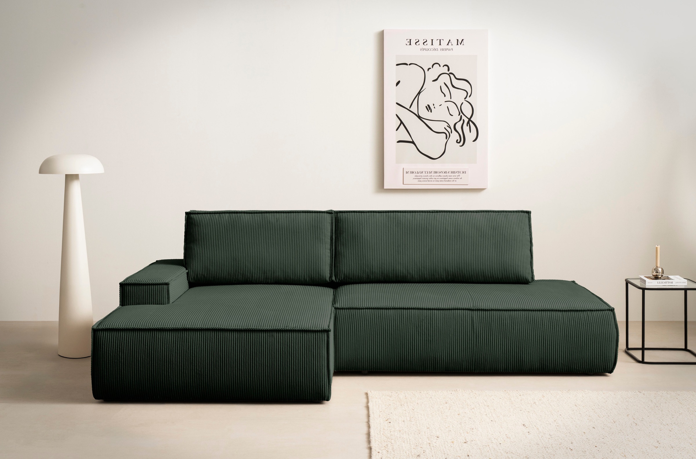 Home affaire Ecksofa »SHERWOOD, Schlafsofa in L-Form offen (275cm), Cord, L günstig online kaufen