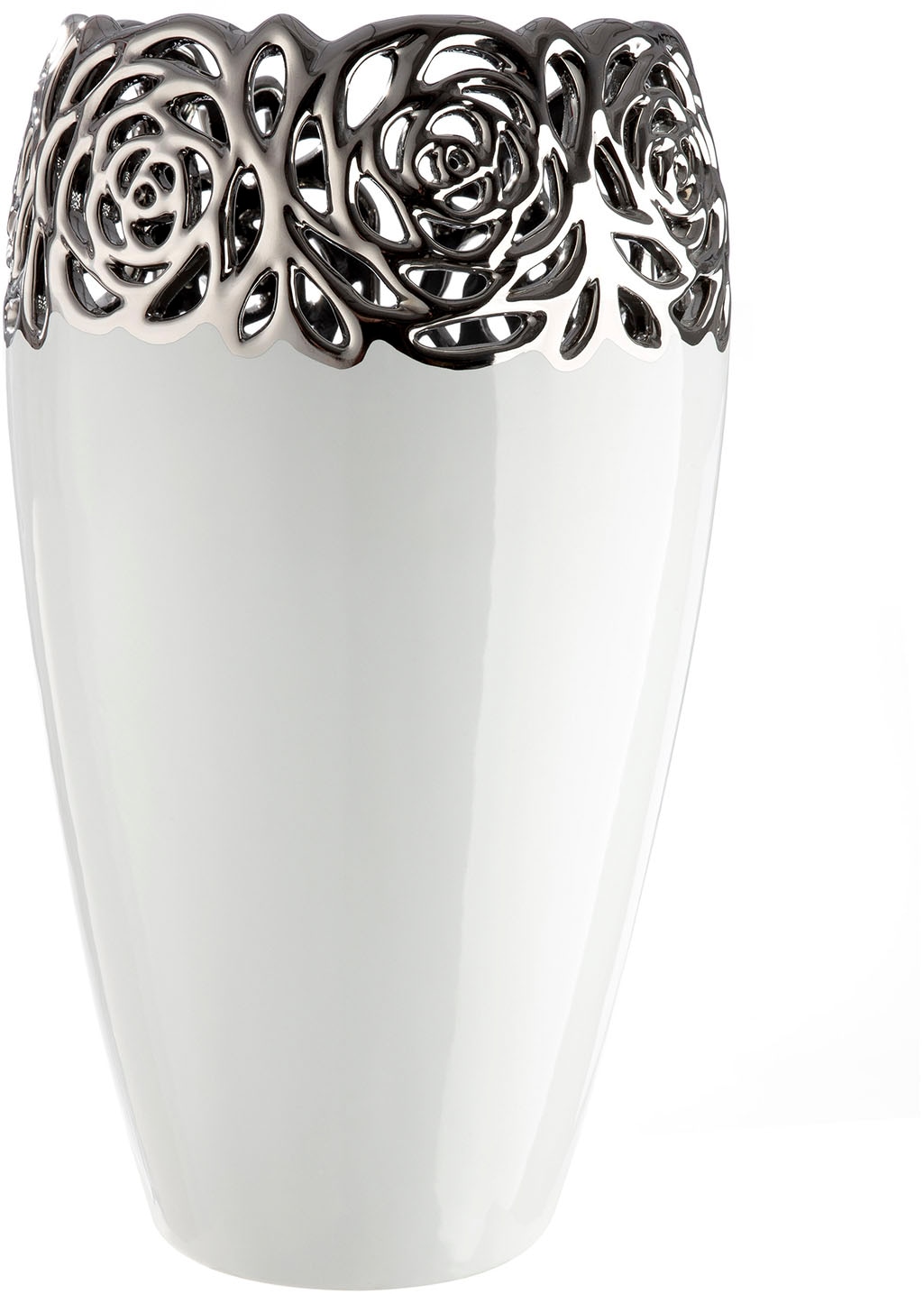 GILDE Tischvase »Vase Rose weiß H. 31,5 cm« günstig online kaufen